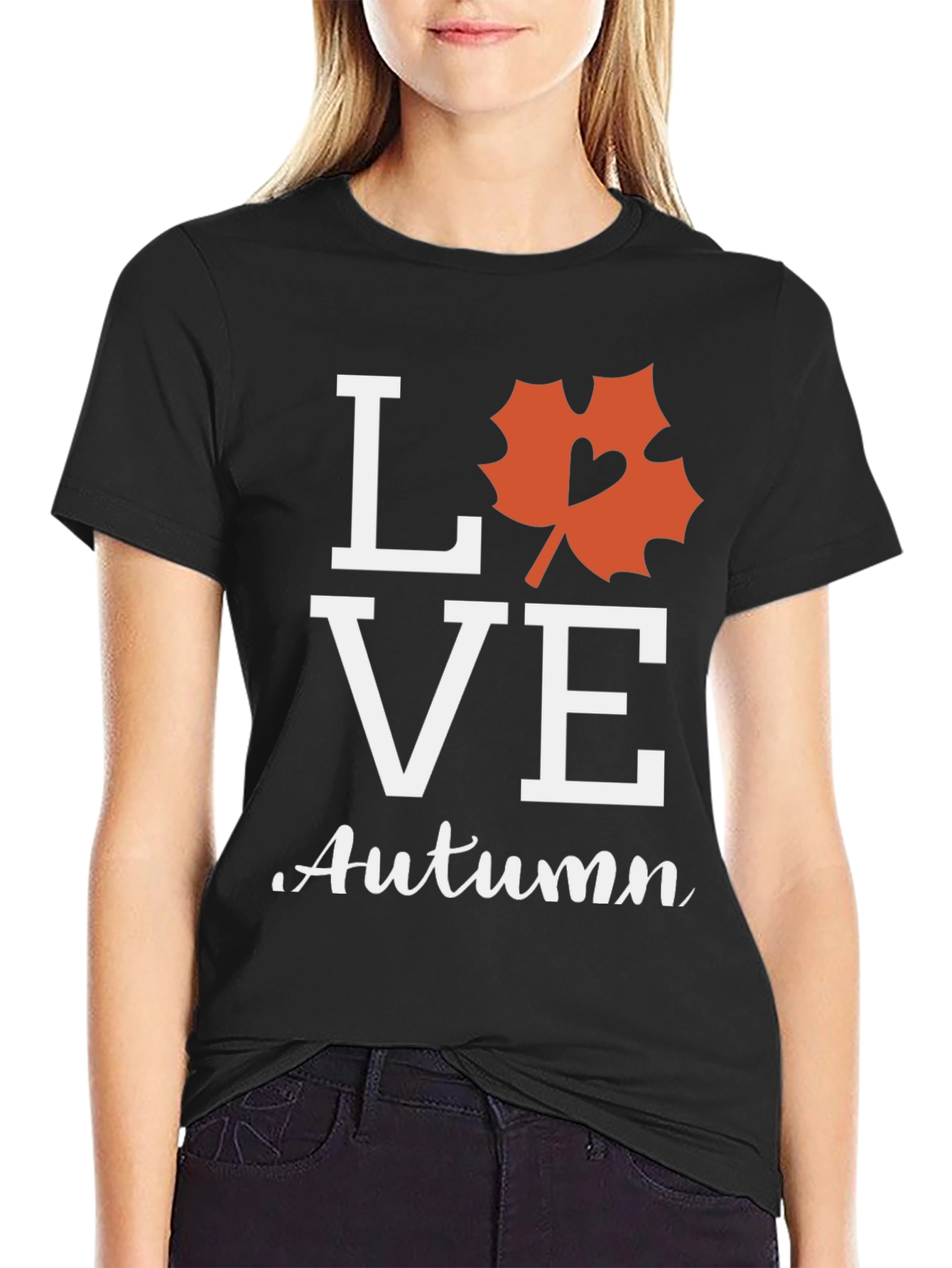 Love Autumn Black T-Shirt Fall Season Graphic Tee