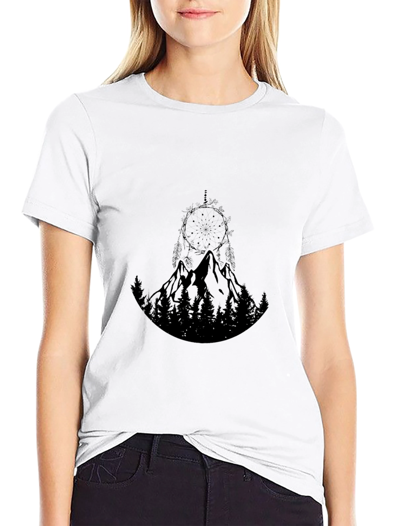 Mountain Dreamcatcher Graphic Black Tee