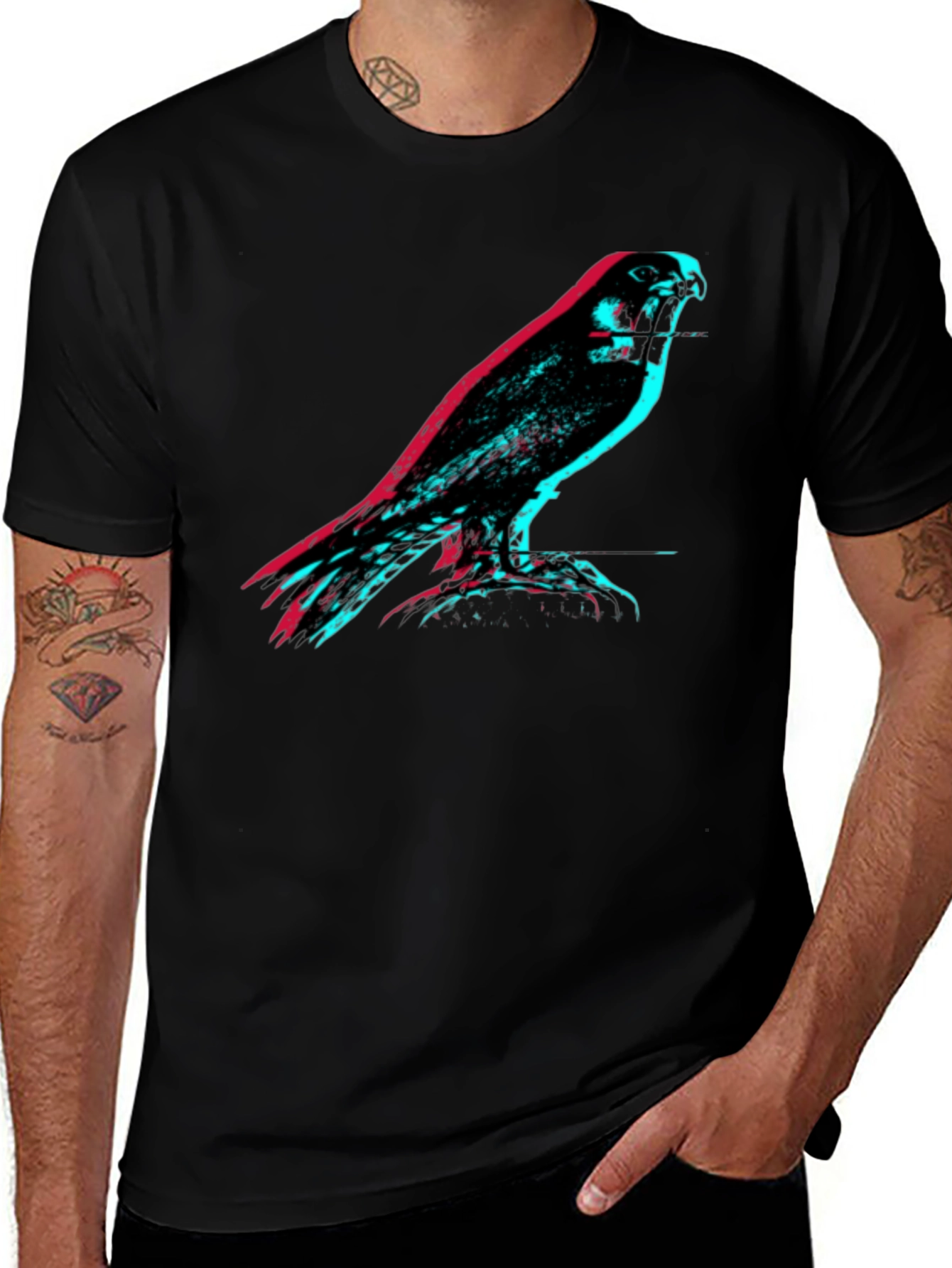 Abstract Bird Graphic Tee - Mens Black T-Shirt