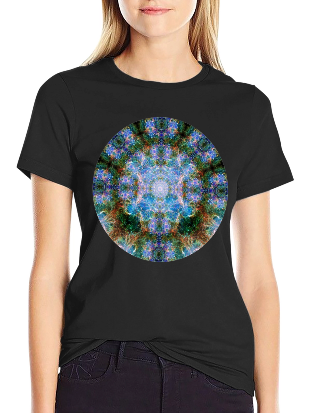 Abstract Mandala Graphic Print Crew Neck T-Shirt