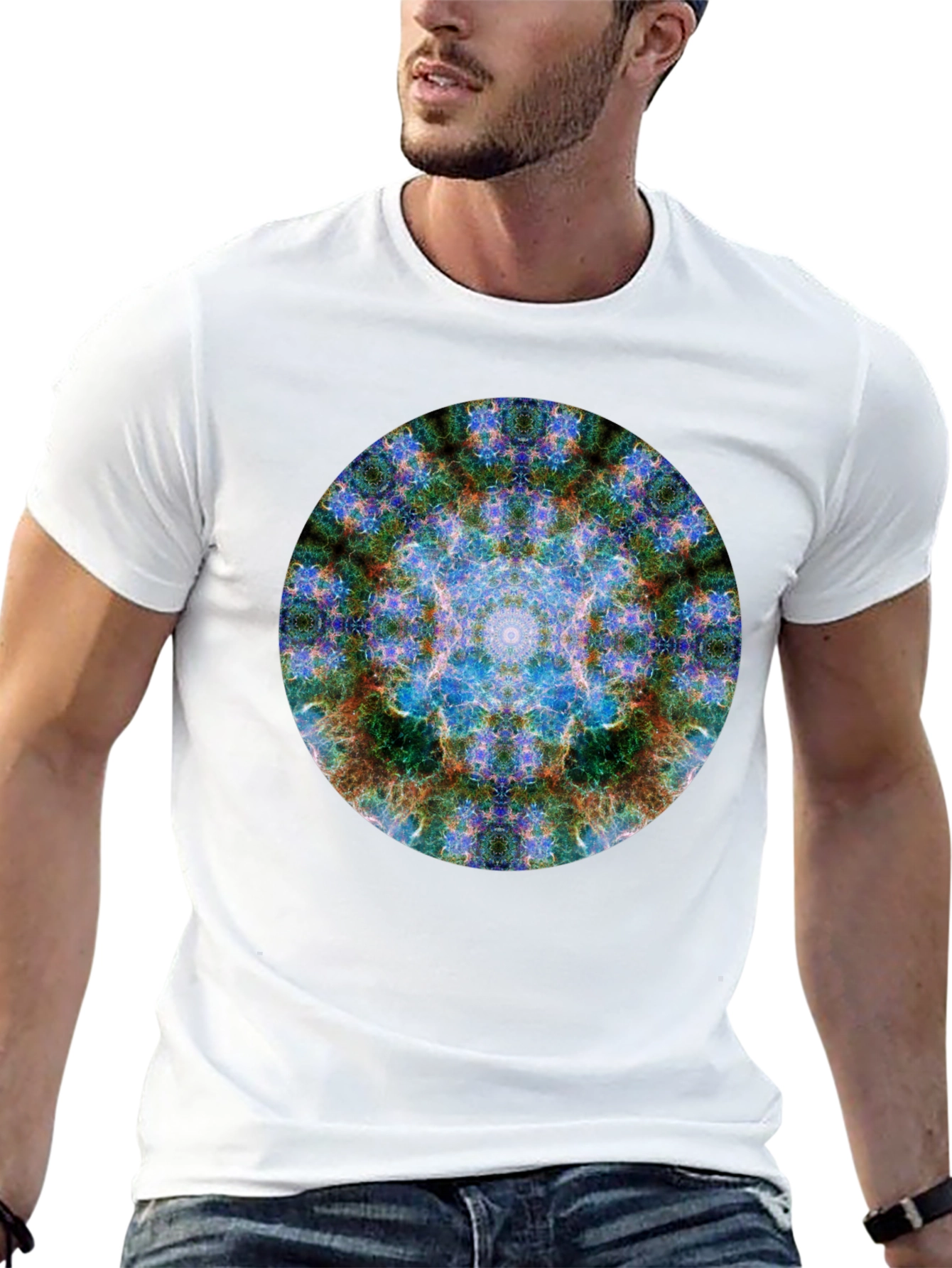 Abstract Mandala Graphic Print Crew Neck T-Shirt