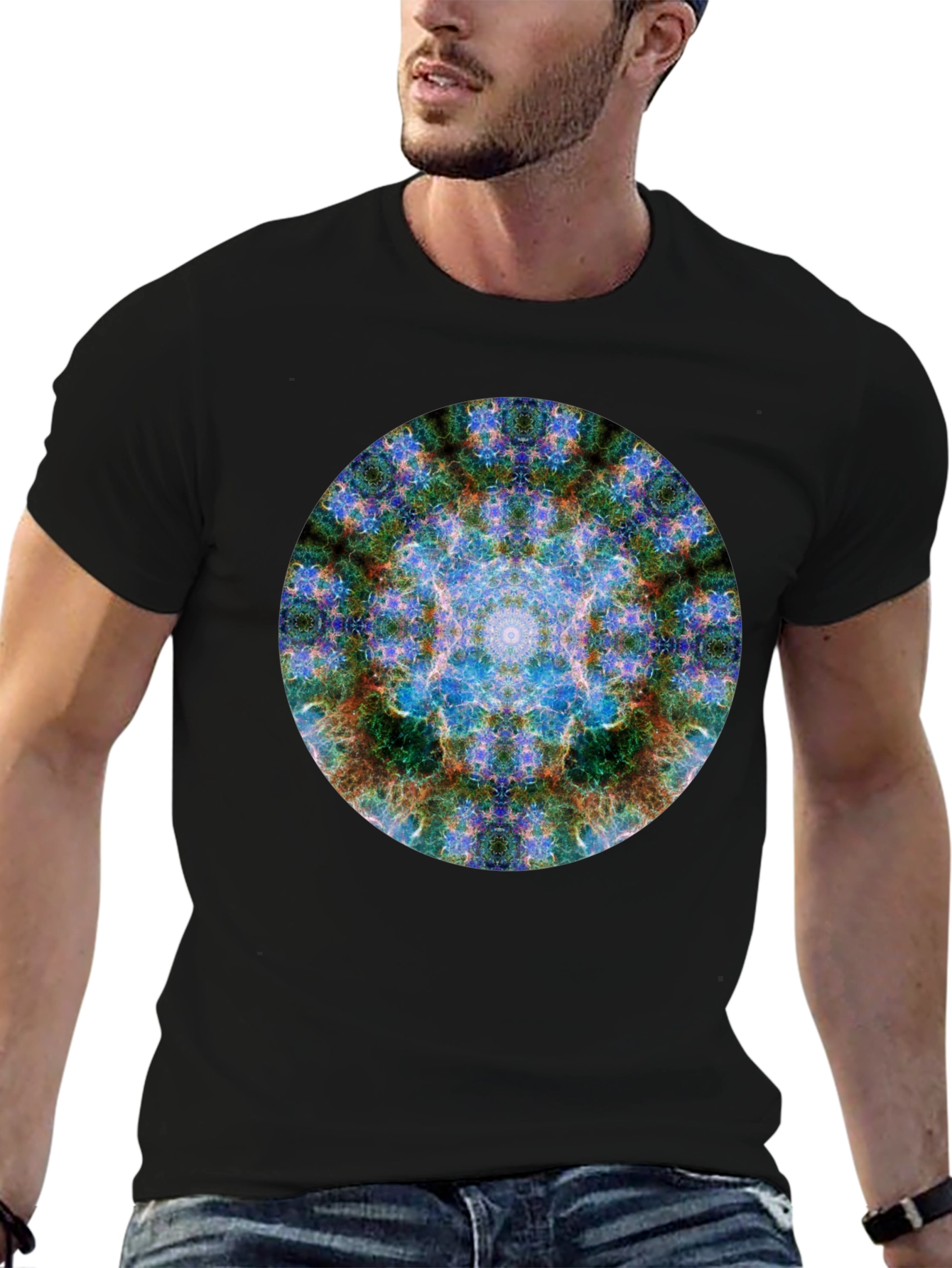 Abstract Mandala Graphic Print Crew Neck T-Shirt