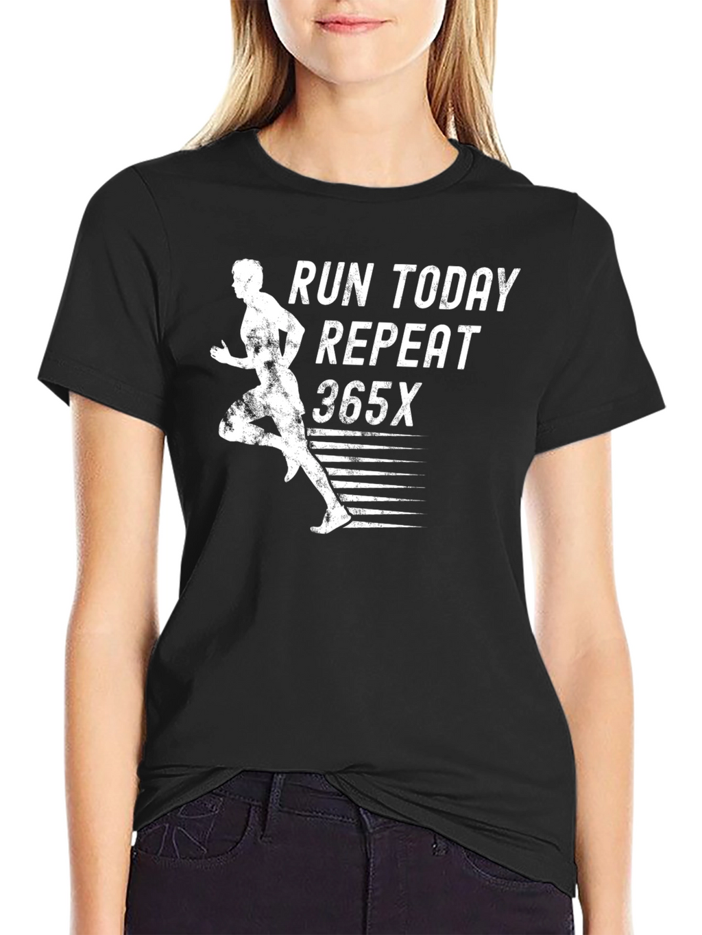 Run Today Repeat 365x Black Graphic Tee