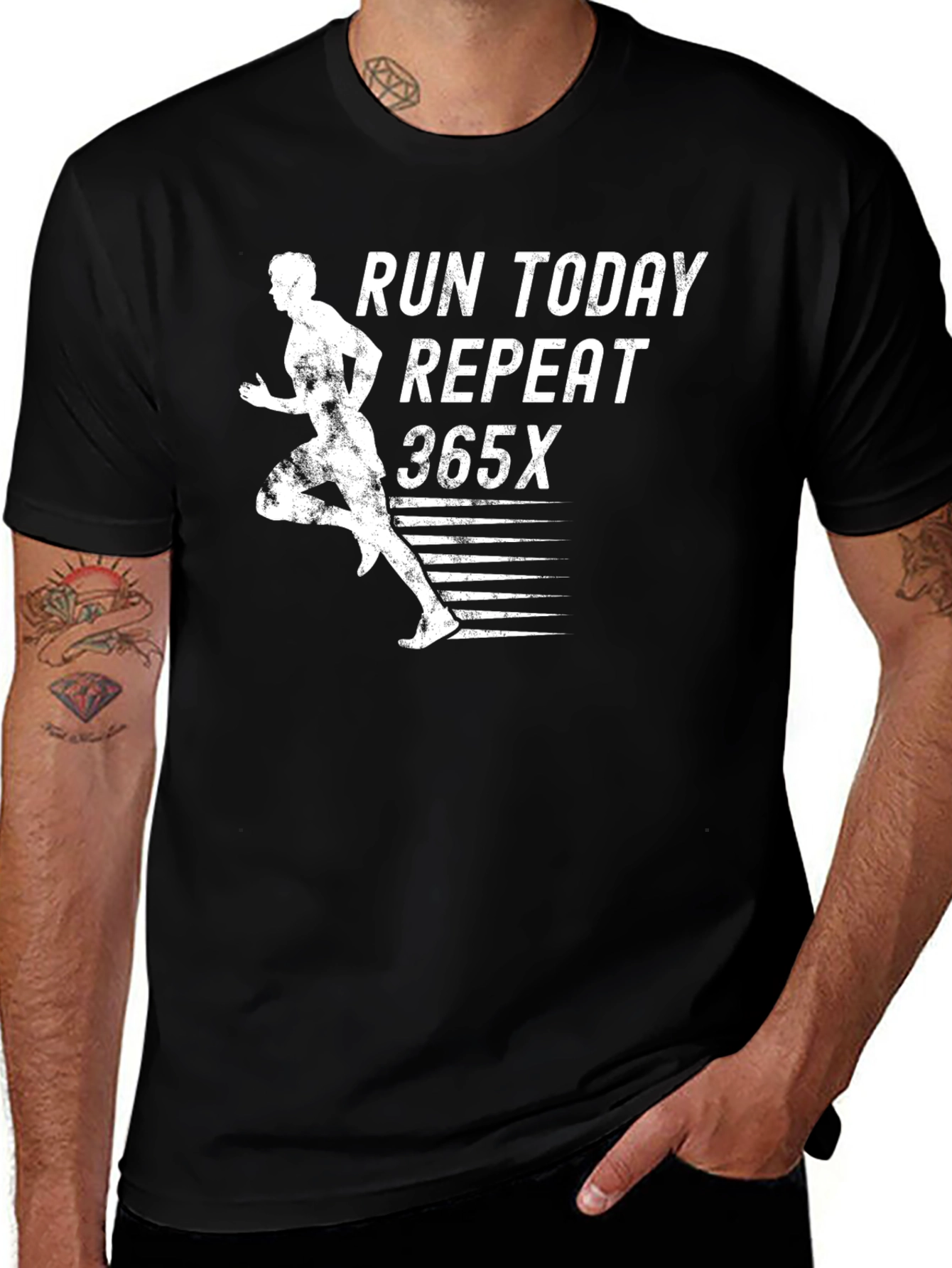 Run Today Repeat 365x Black Graphic Tee