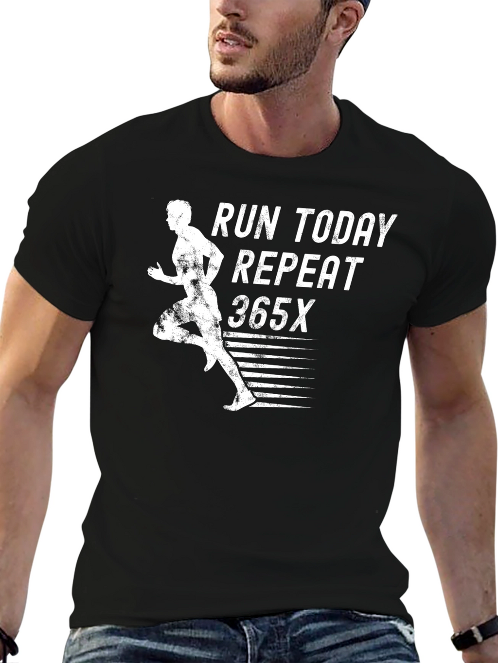 Run Today Repeat 365x Black Graphic Tee