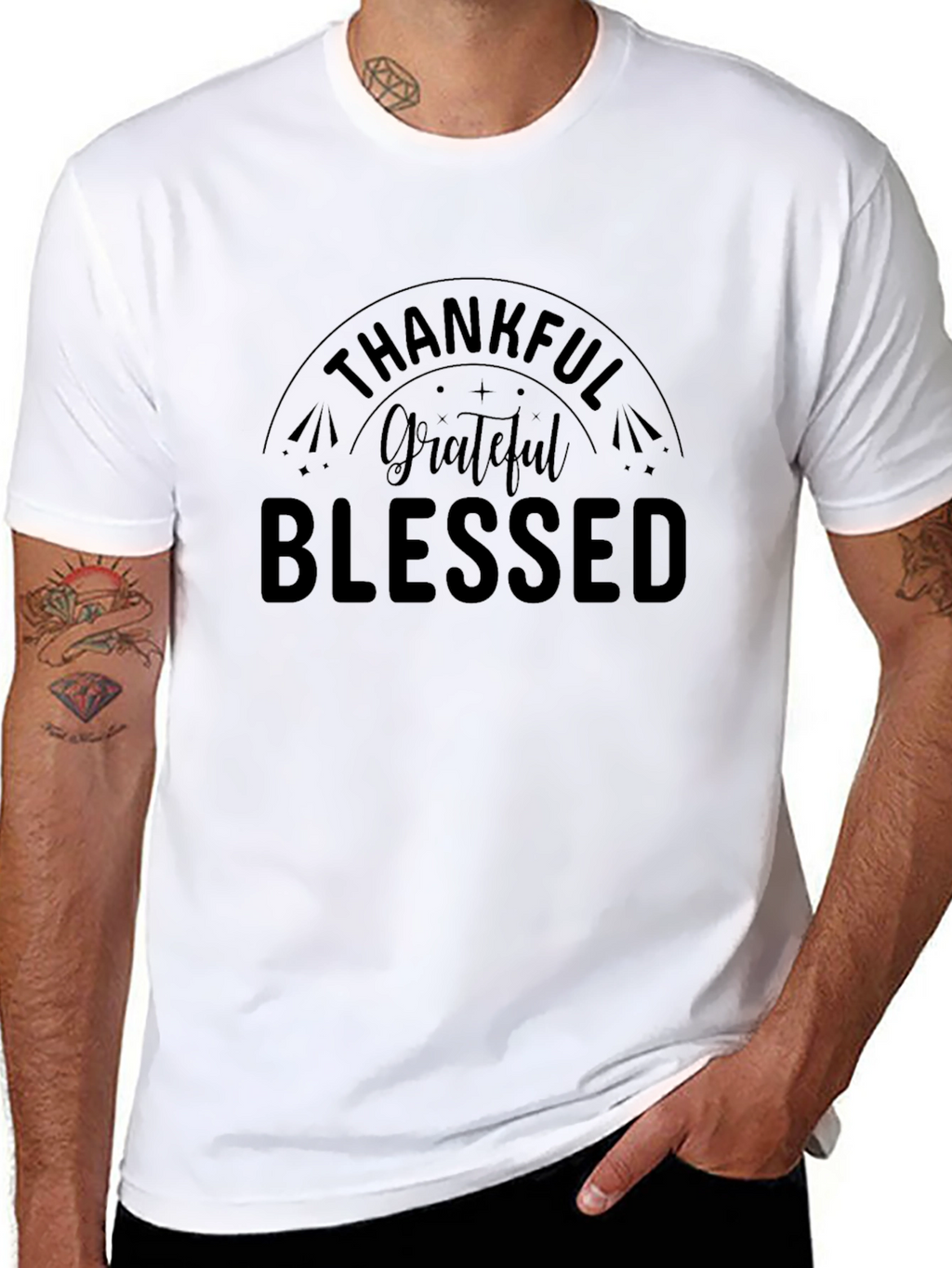 Thankful Grateful Blessed Black T-Shirt