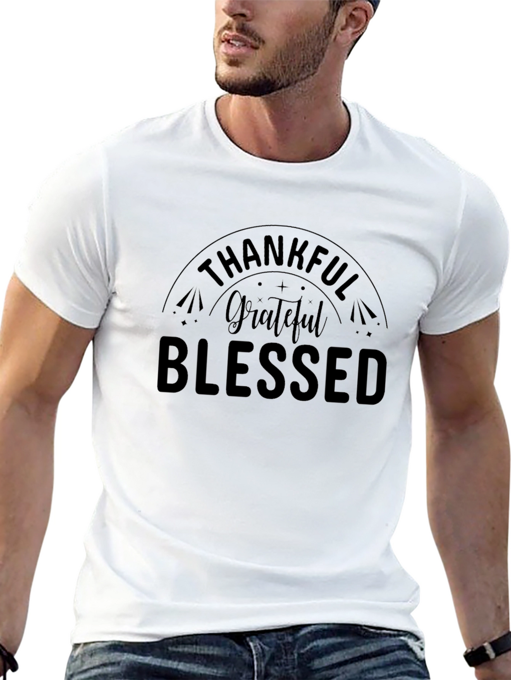Thankful Grateful Blessed Black T-Shirt