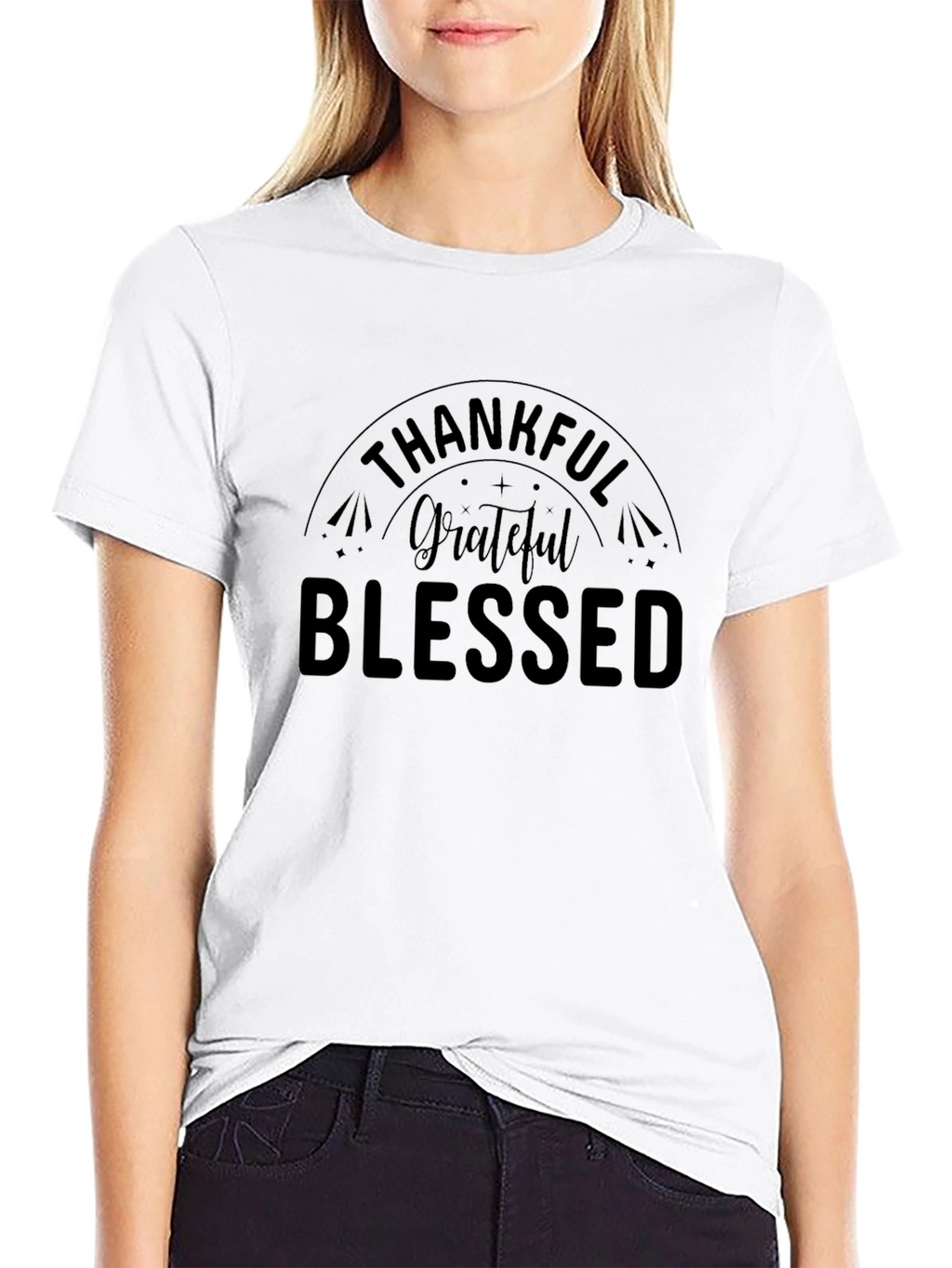 Thankful Grateful Blessed Black T-Shirt