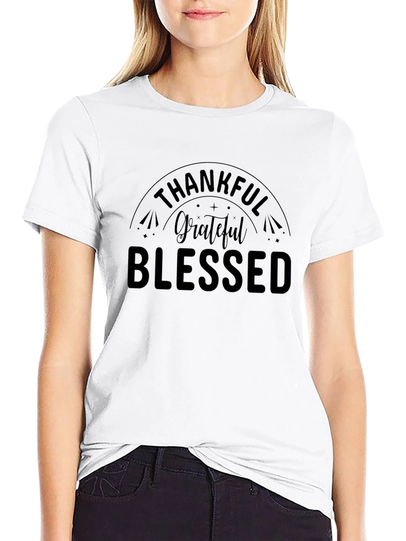 Thankful Grateful Blessed Black T-Shirt