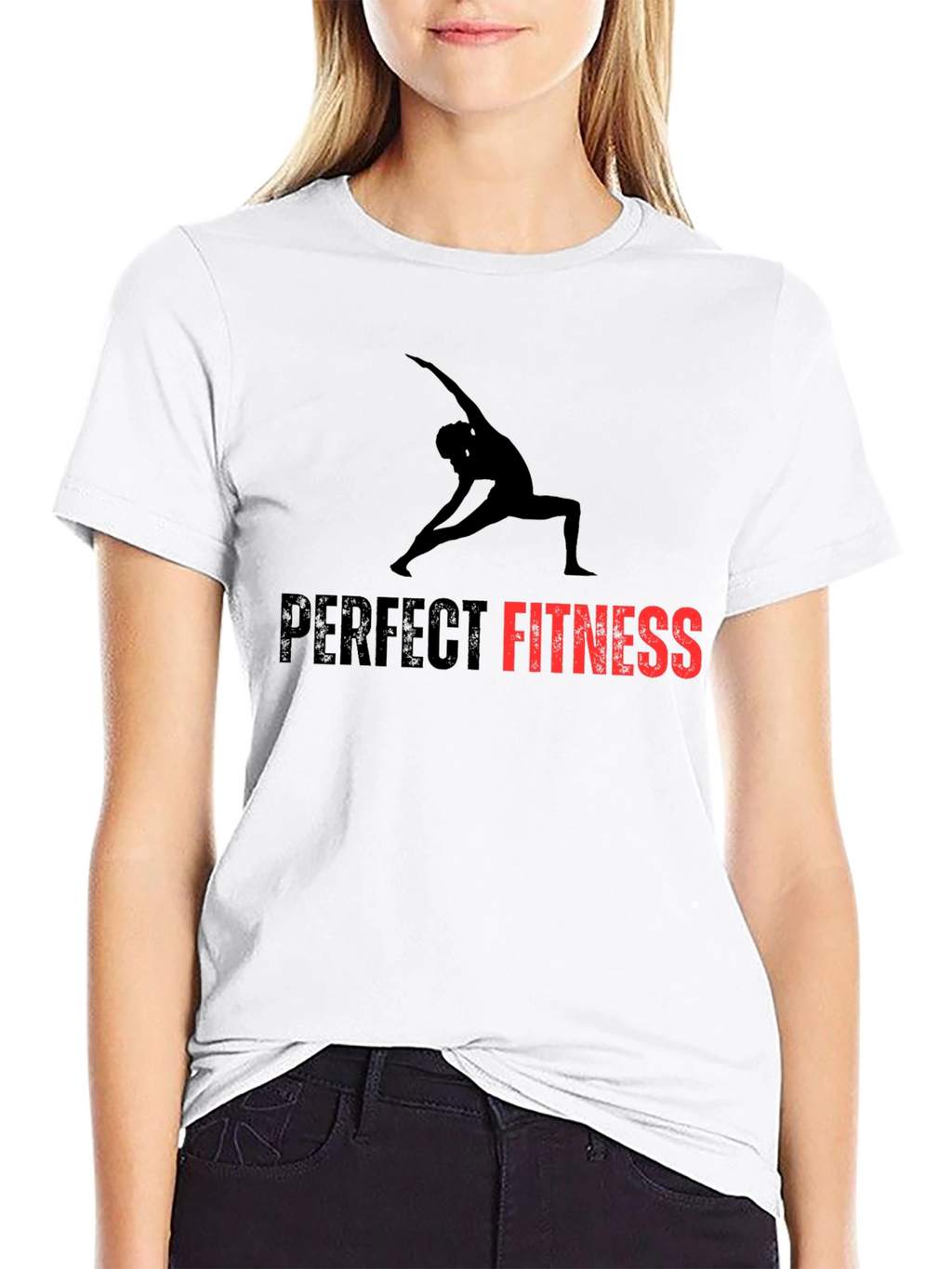 Perfect Fitness Black T-Shirt Yoga Design
