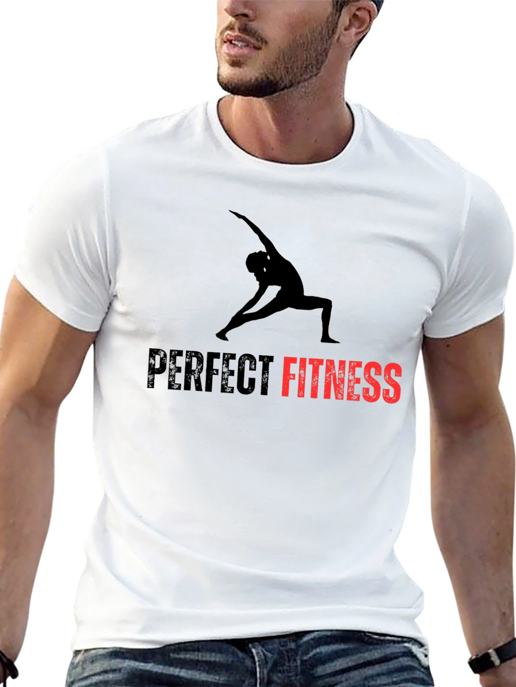 Perfect Fitness Black T-Shirt Yoga Design