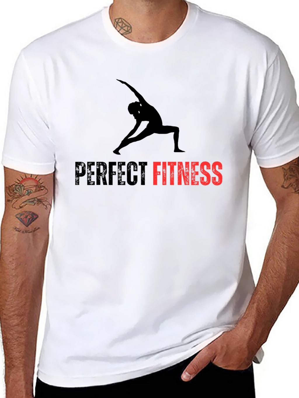 Perfect Fitness Black T-Shirt Yoga Design