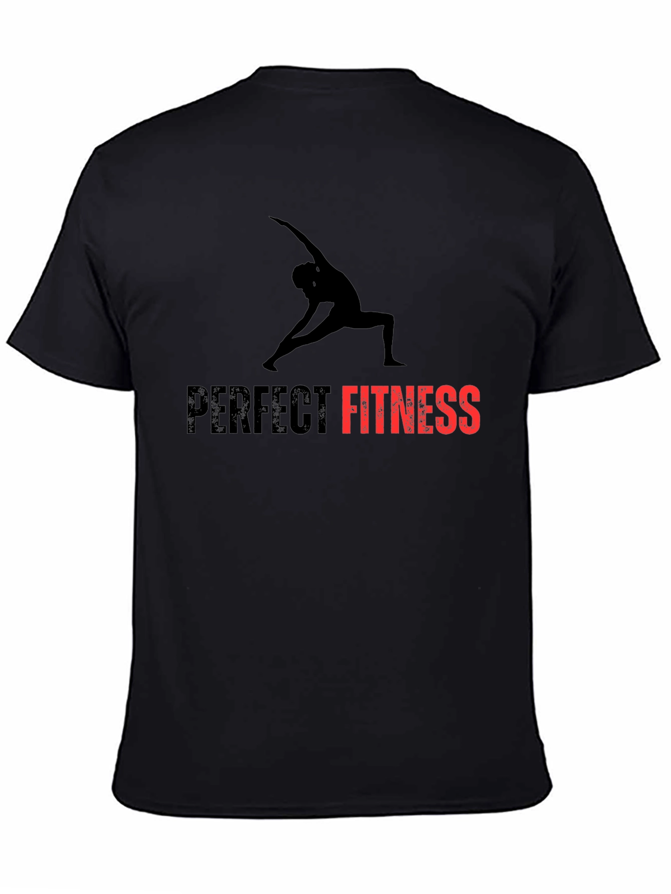 Perfect Fitness Black T-Shirt Yoga Design