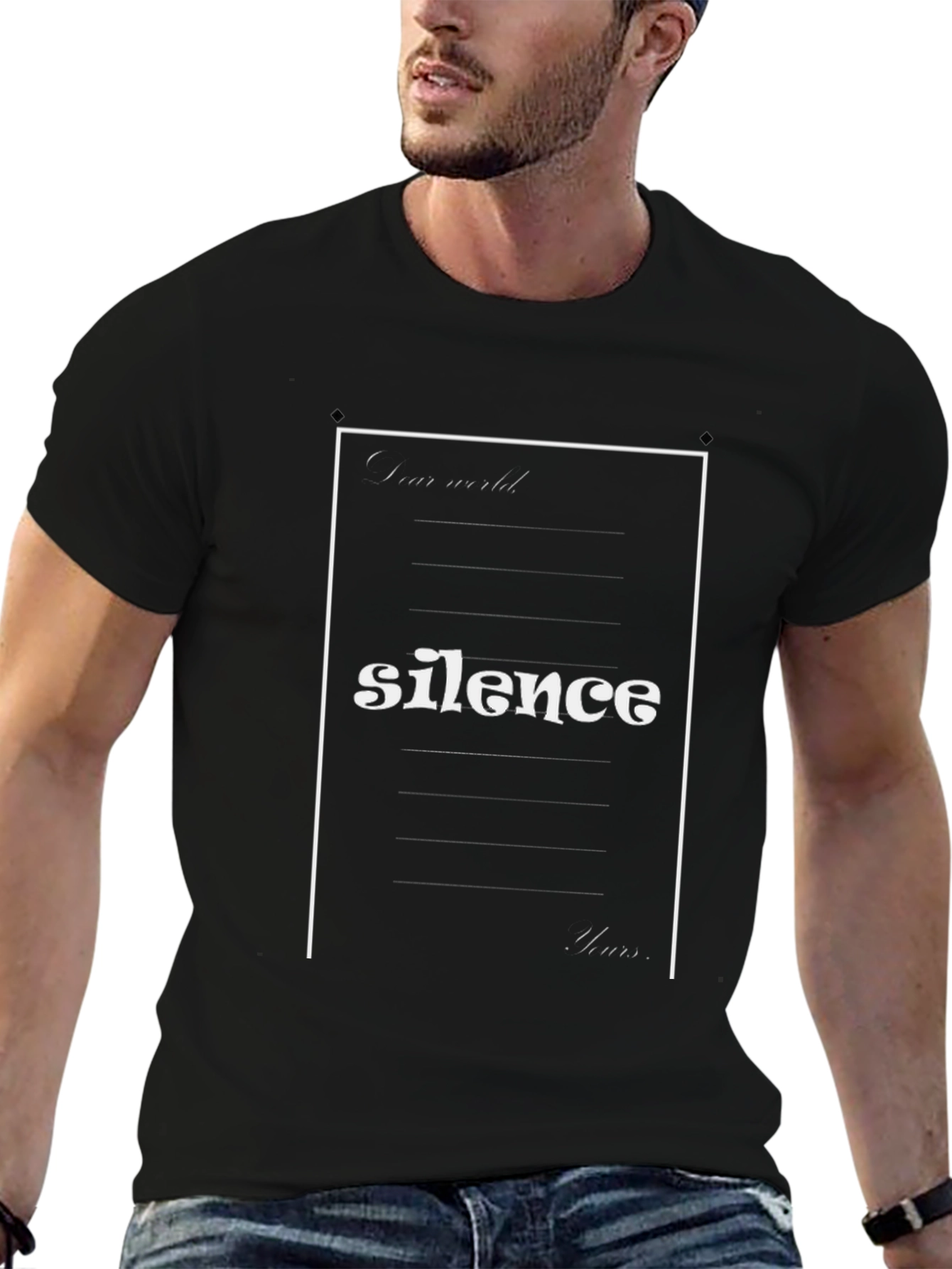 Silence Graphic Tee - Letter Design T-Shirt