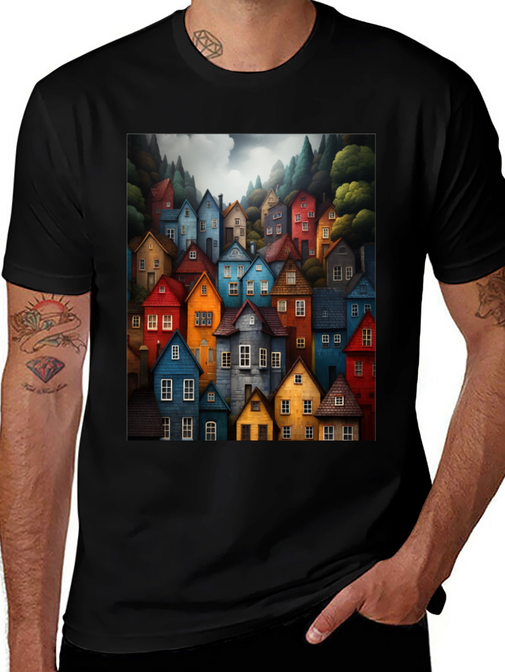 Colorful Village Graphic Tee