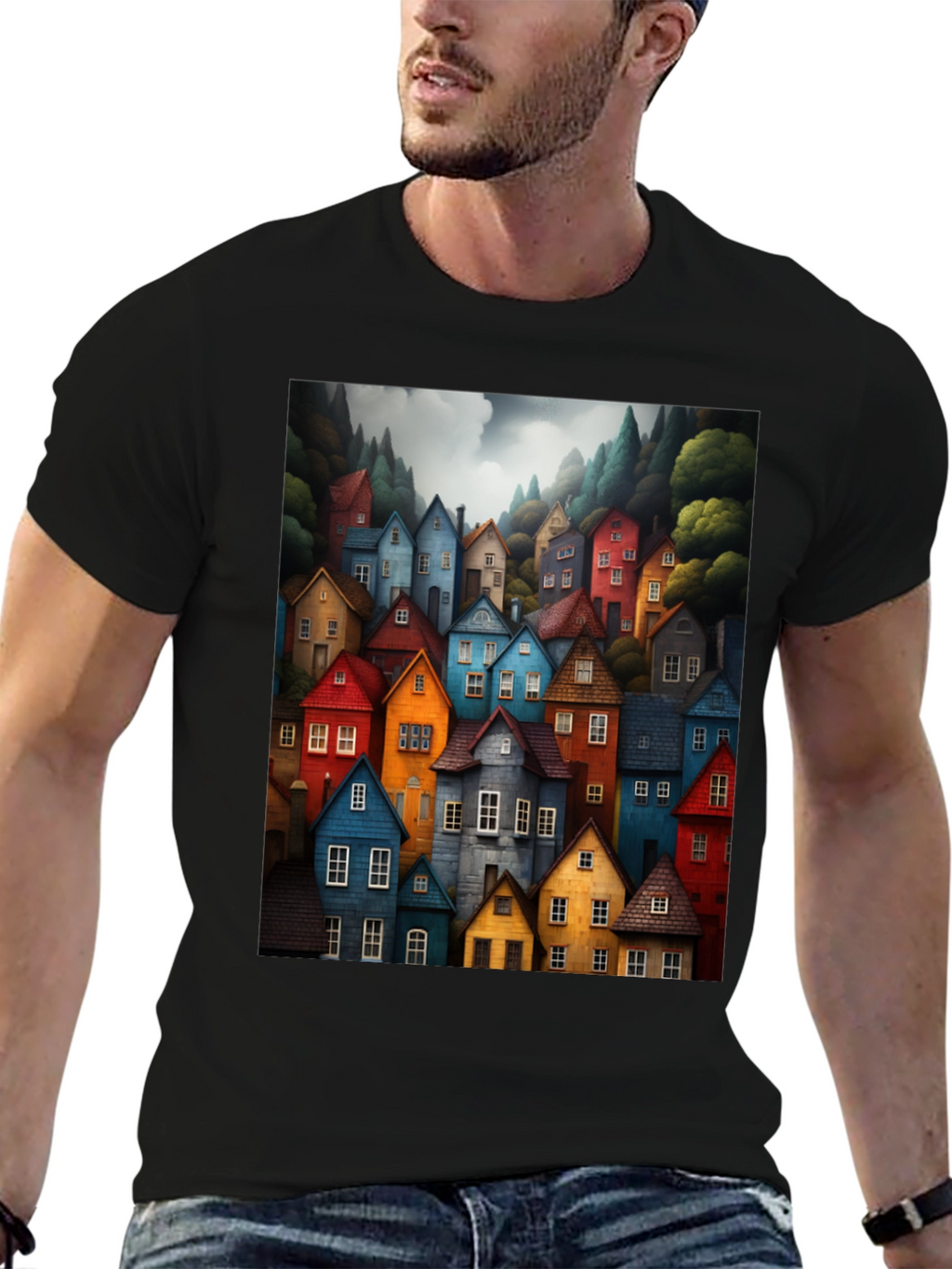 Colorful Village Graphic Tee
