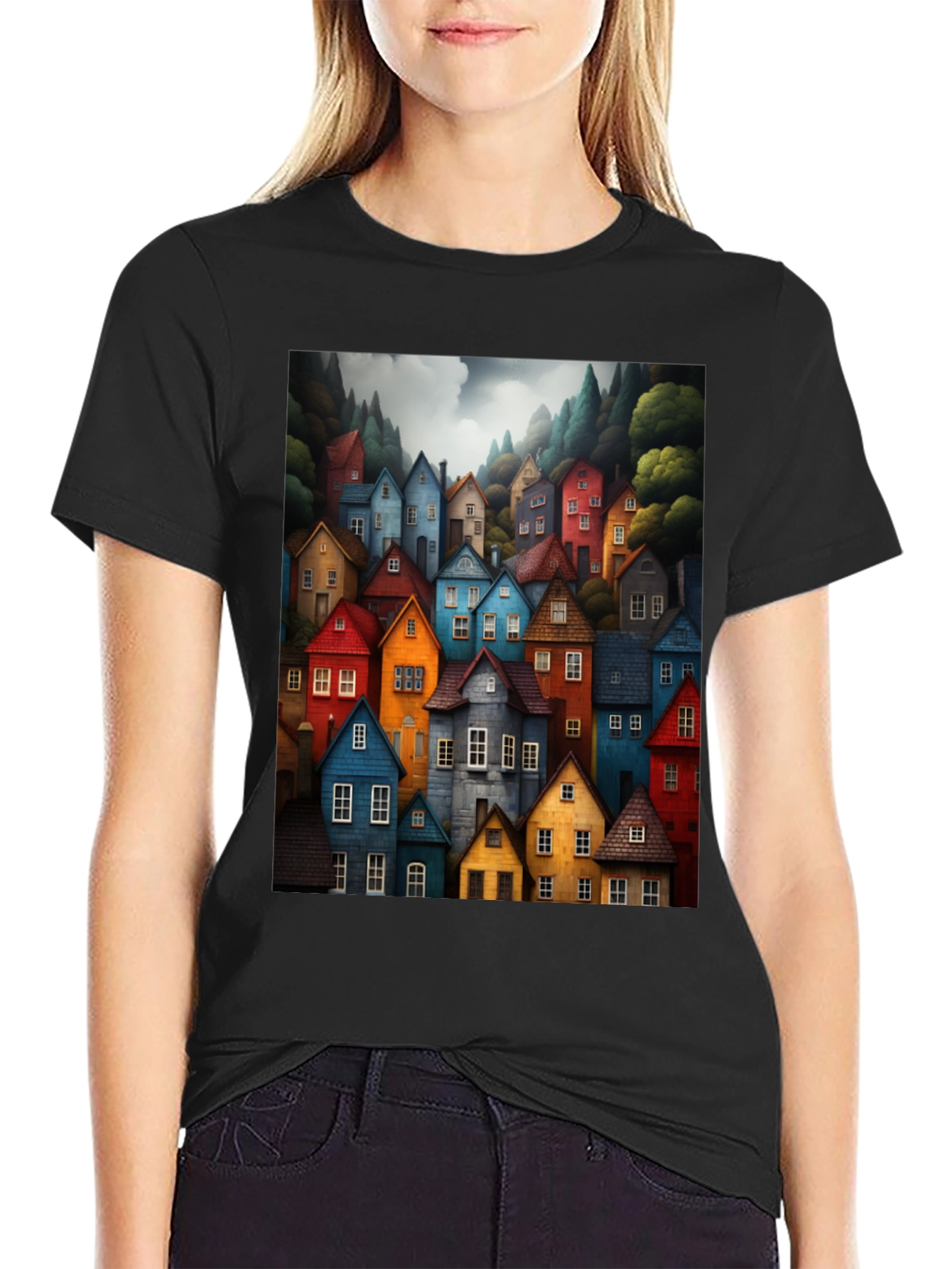 Colorful Village Graphic Tee