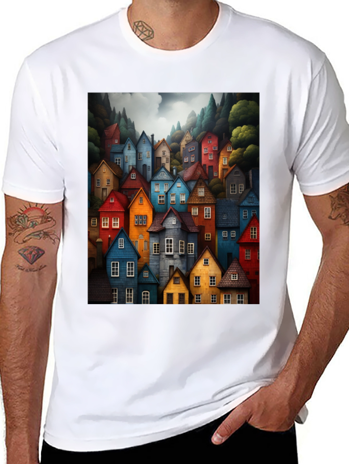Colorful Village Graphic Tee