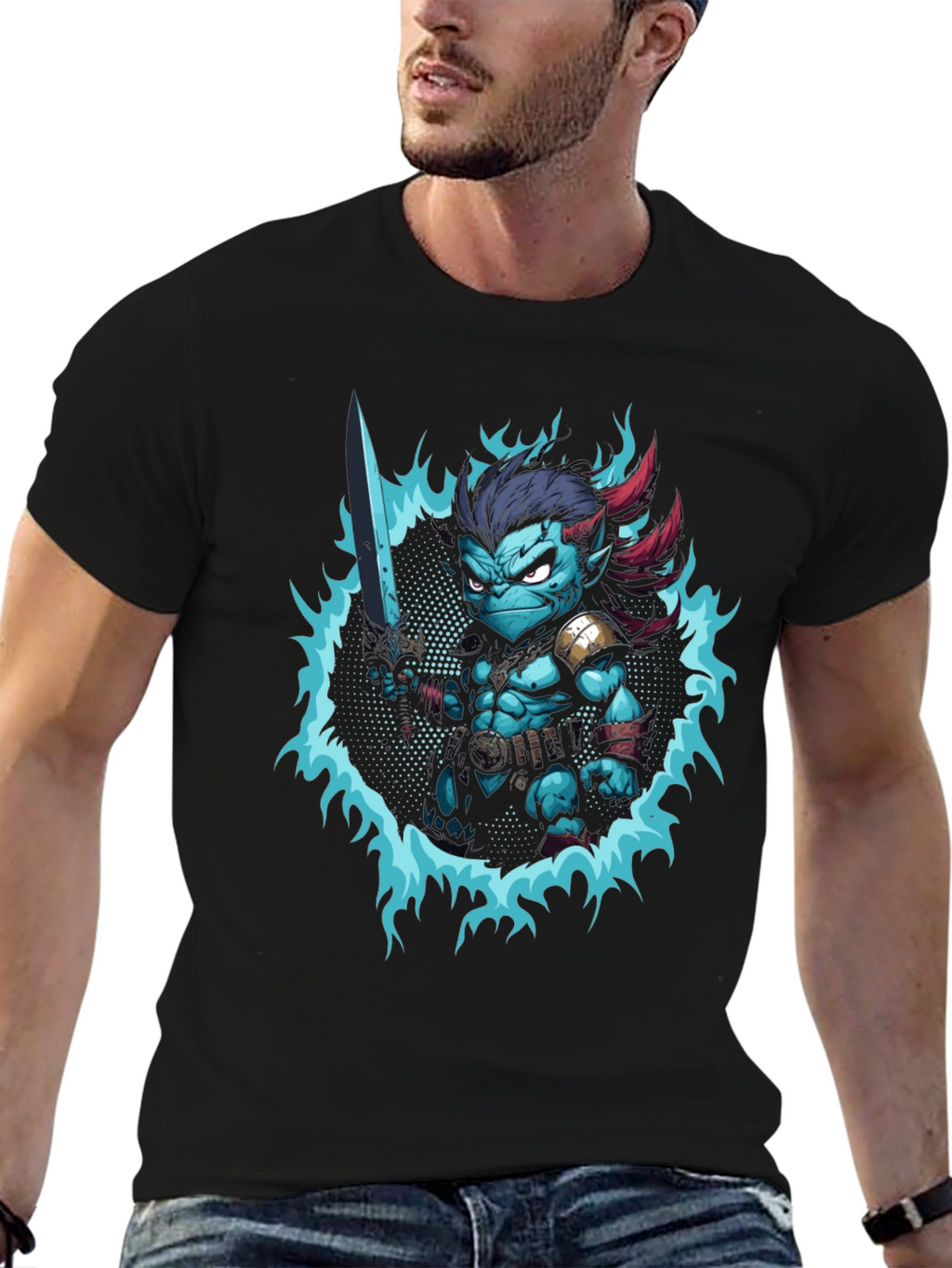 Fantasy Warrior Graphic Tee - Black