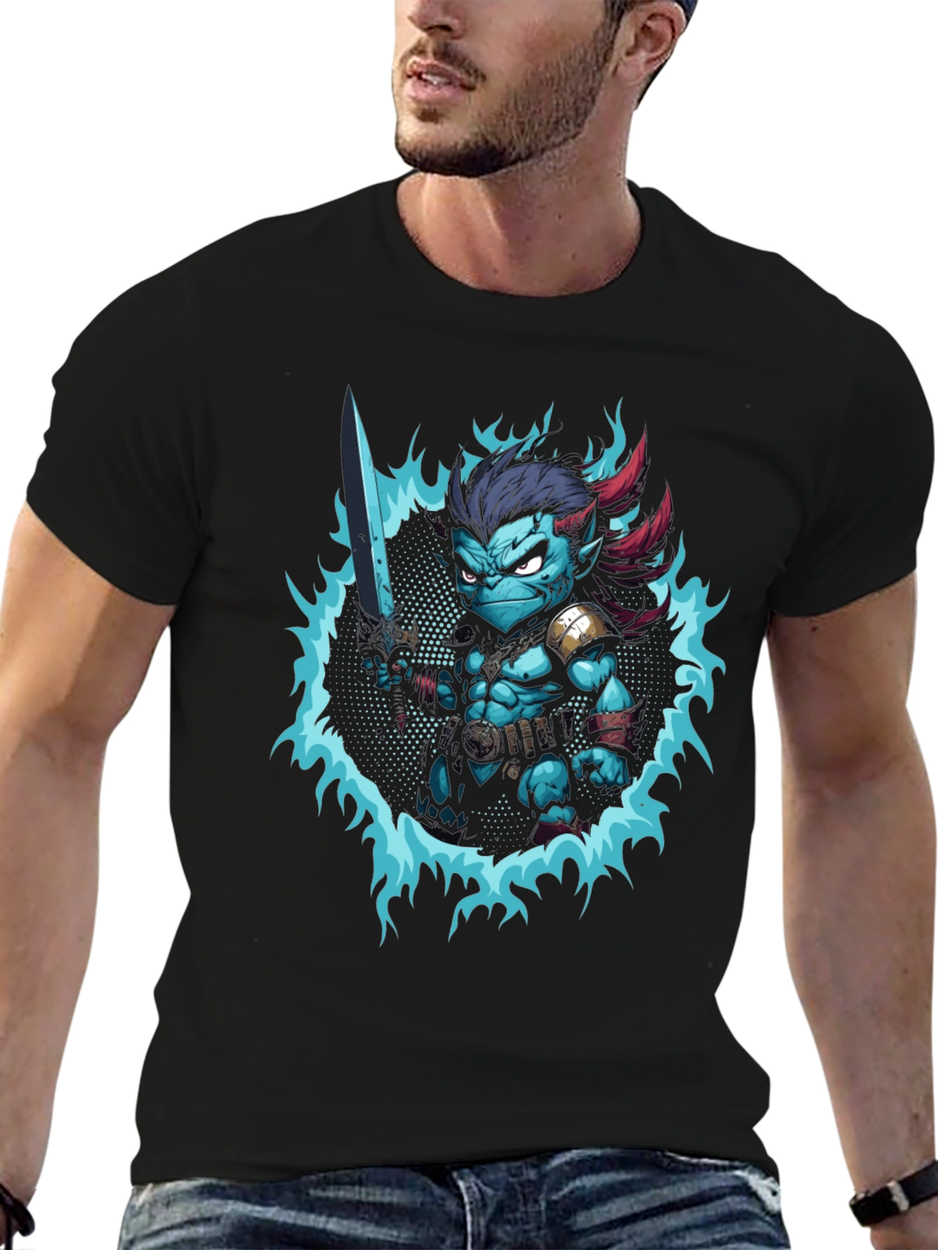 Fantasy Warrior Graphic Tee - Black