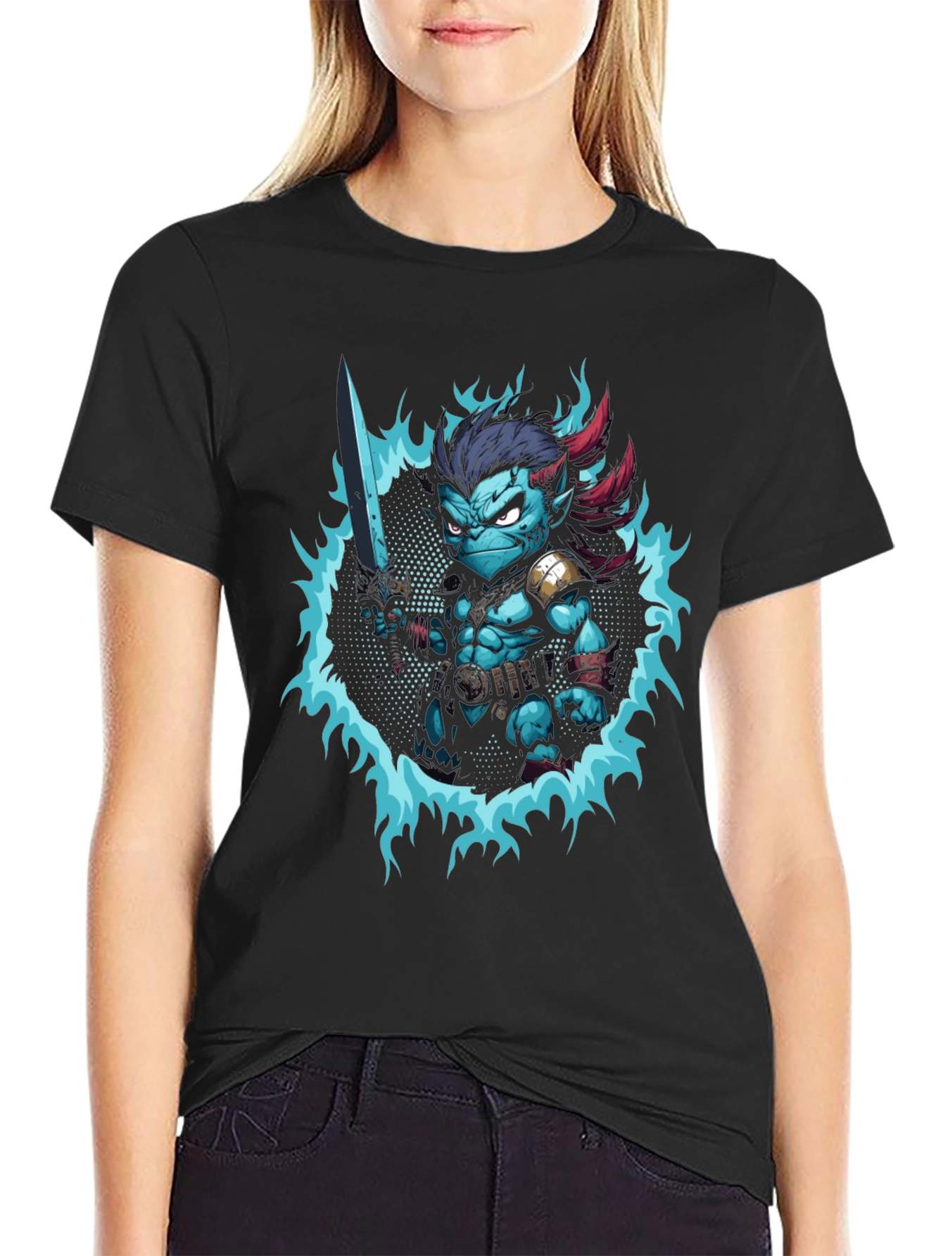 Fantasy Warrior Graphic Tee - Black