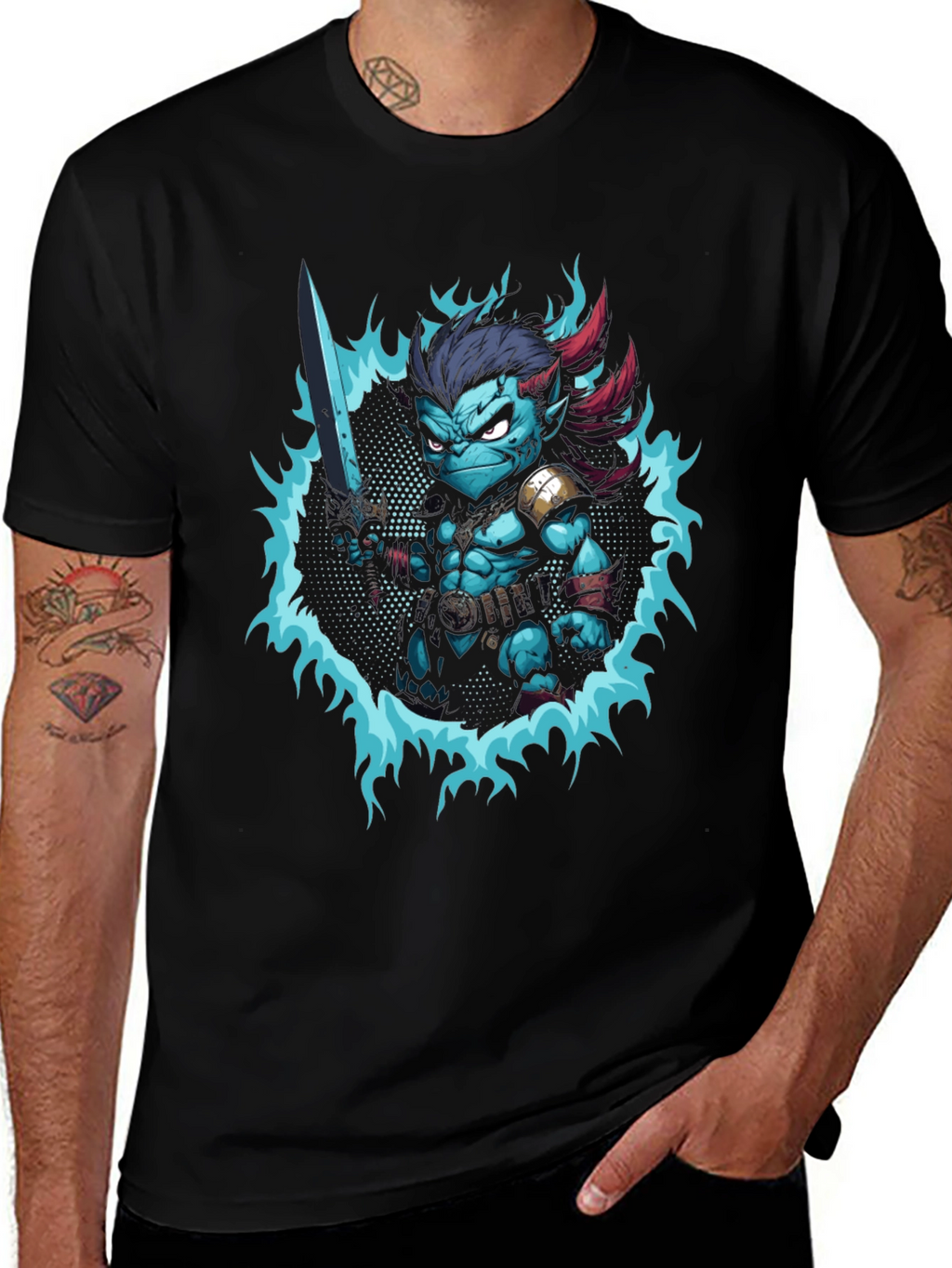 Fantasy Warrior Graphic Tee - Black