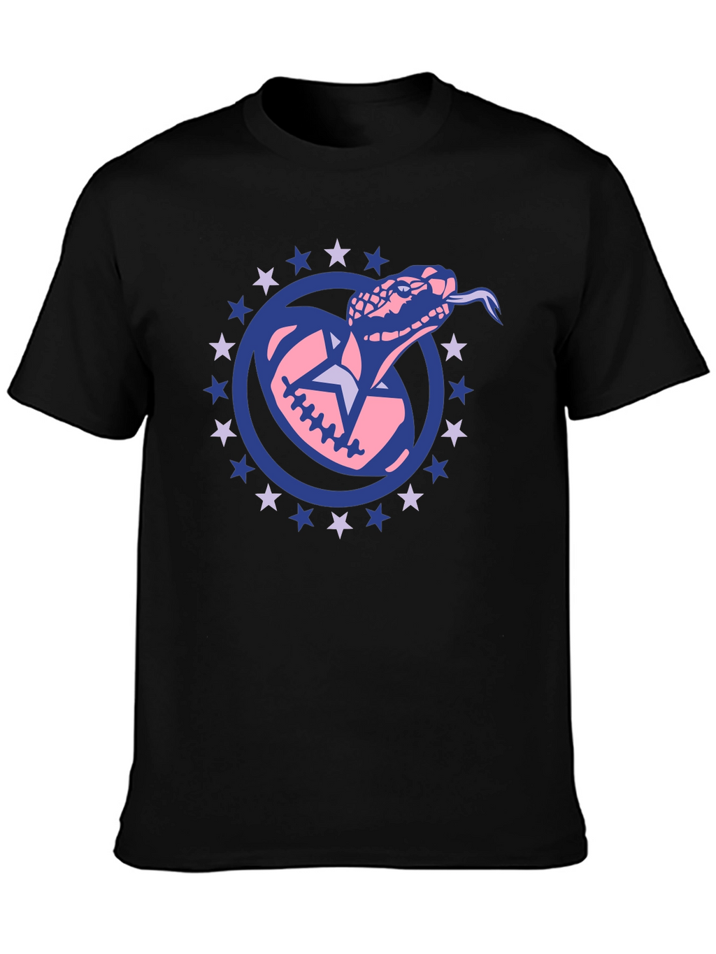 Snake Football Star Tee - Black Cotton T-Shirt