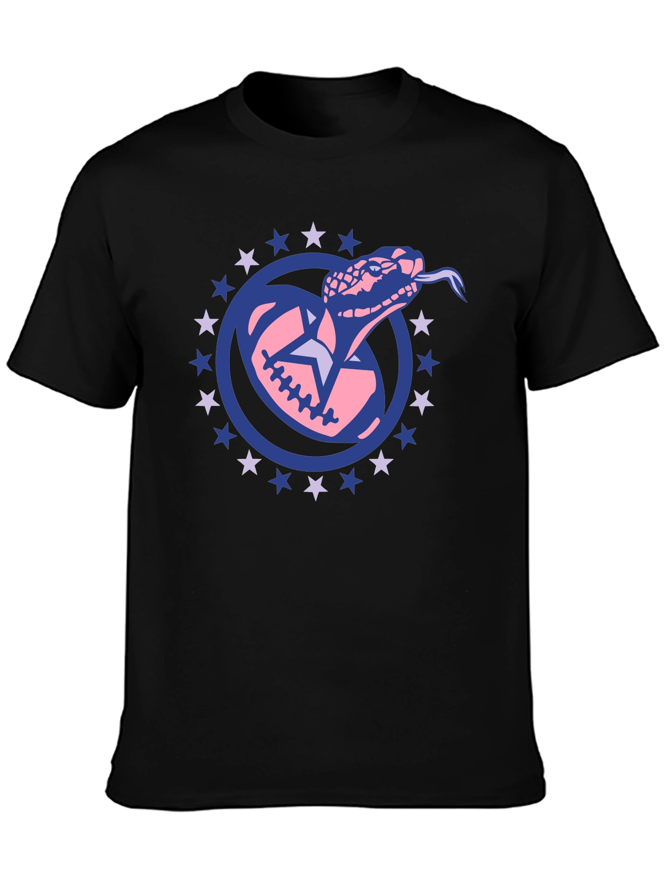 Snake Football Star Tee - Black Cotton T-Shirt