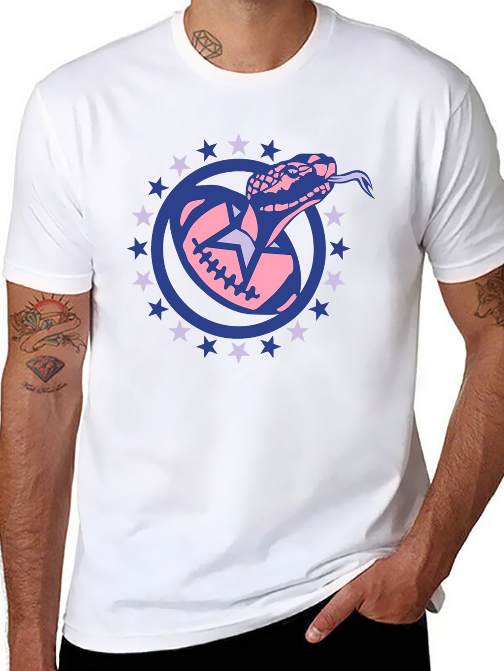 Snake Football Star Tee - Black Cotton T-Shirt