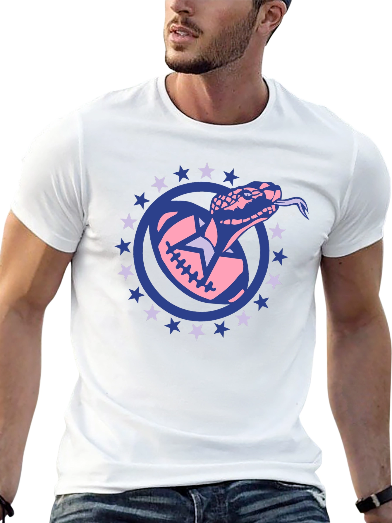 Snake Football Star Tee - Black Cotton T-Shirt