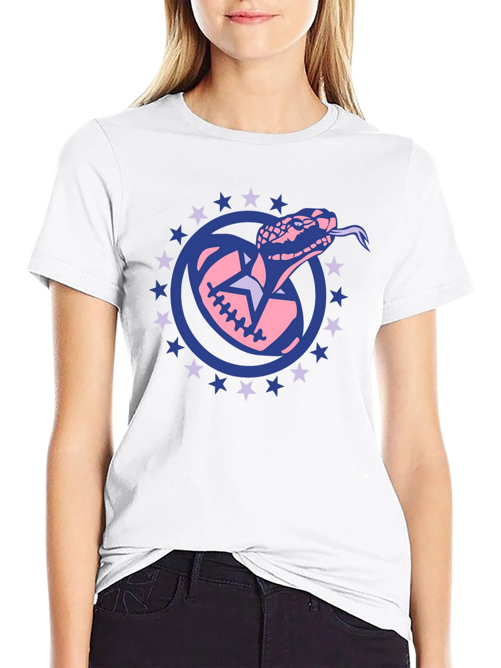Snake Football Star Tee - Black Cotton T-Shirt