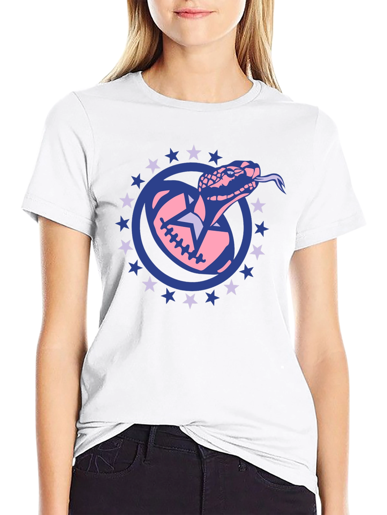Snake Football Star Tee - Black Cotton T-Shirt