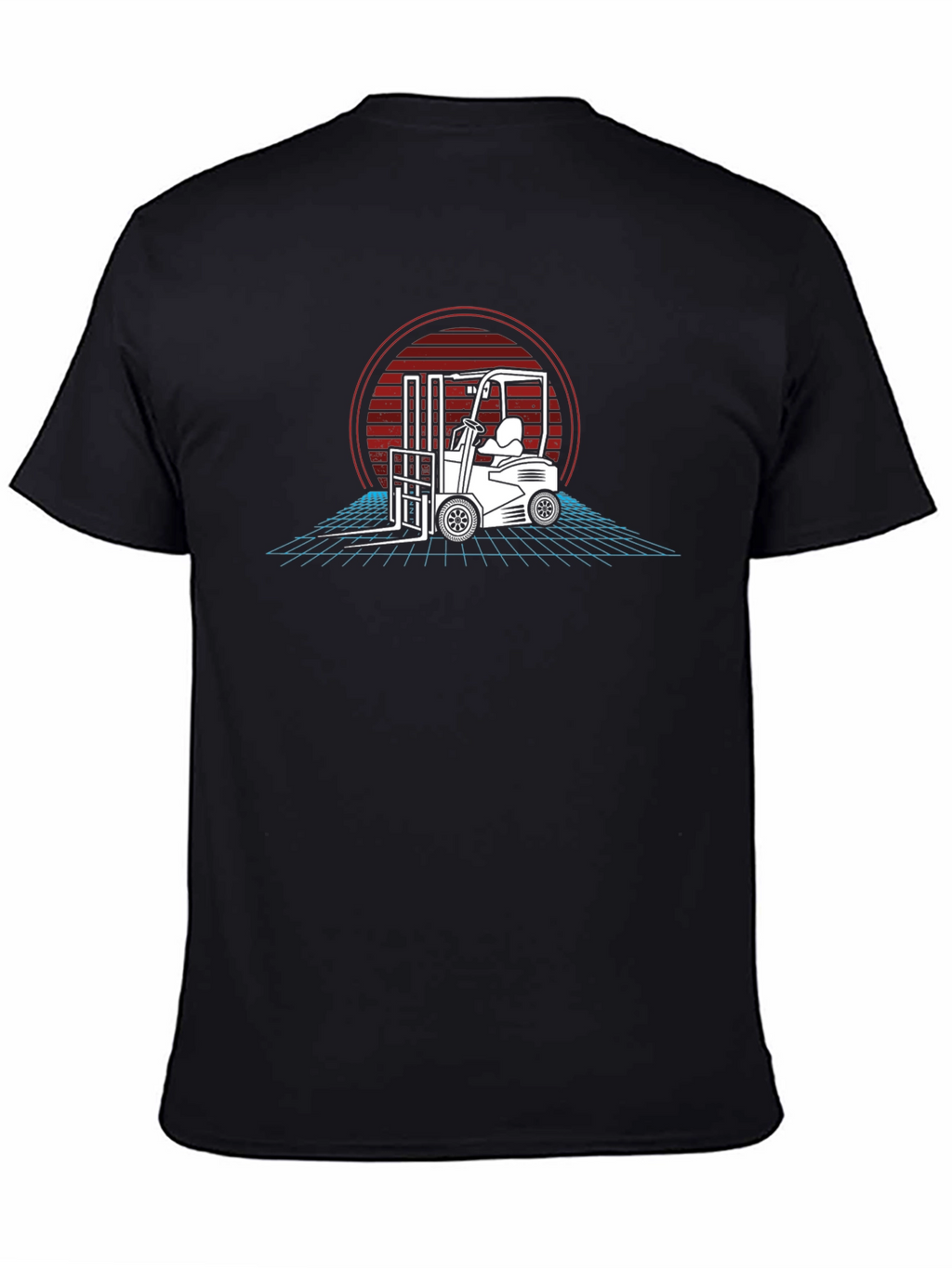 Retro Forklift Graphic Tee - Black Cotton T-Shirt