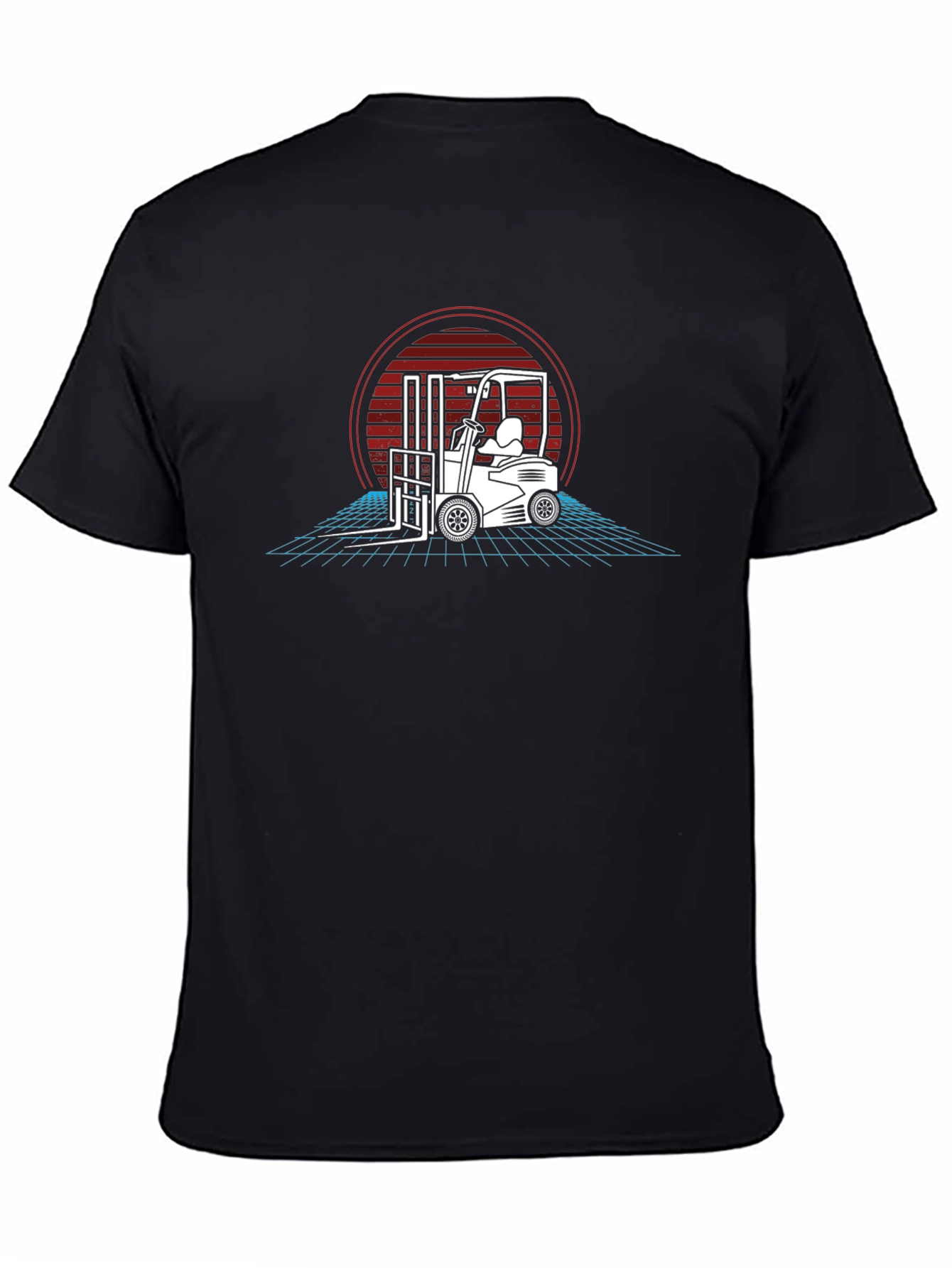 Retro Forklift Graphic Tee - Black Cotton T-Shirt