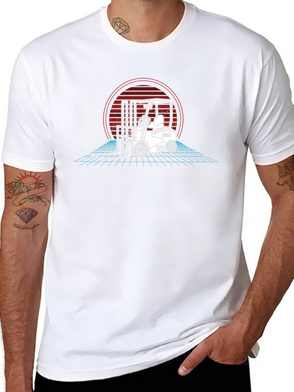 Retro Forklift Graphic Tee - Black Cotton T-Shirt