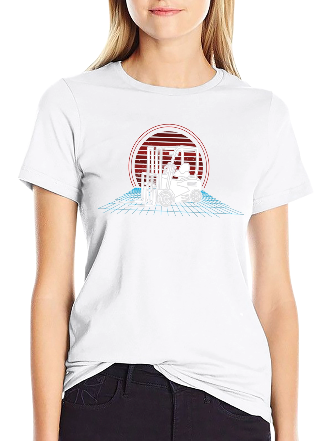 Retro Forklift Graphic Tee - Black Cotton T-Shirt