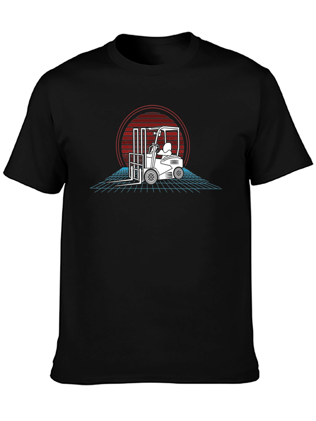 Retro Forklift Graphic Tee - Black Cotton T-Shirt