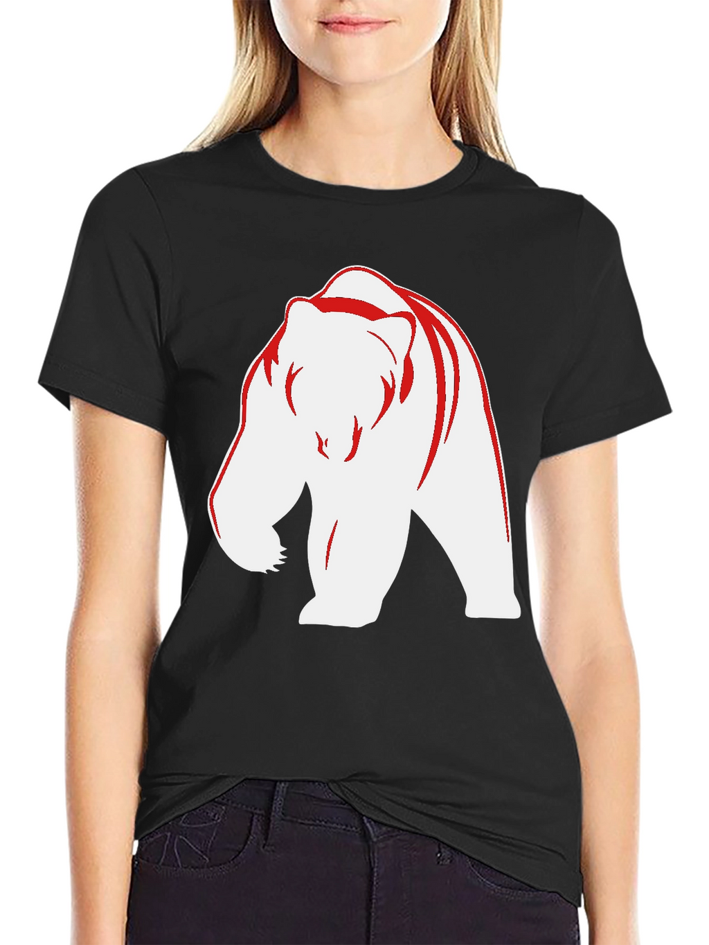 Bear Graphic Tee - Bold Black Casual Wear