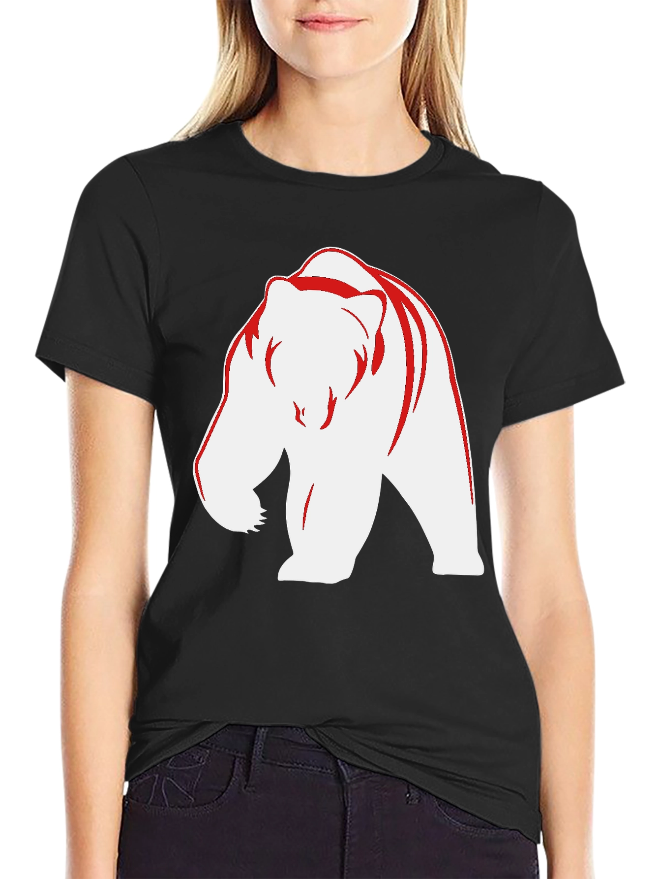 Bear Graphic Tee - Bold Black Casual Wear