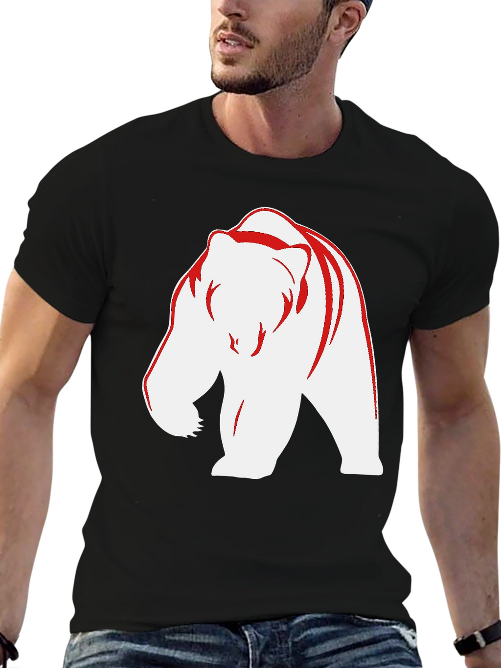 Bear Graphic Tee - Bold Black Casual Wear