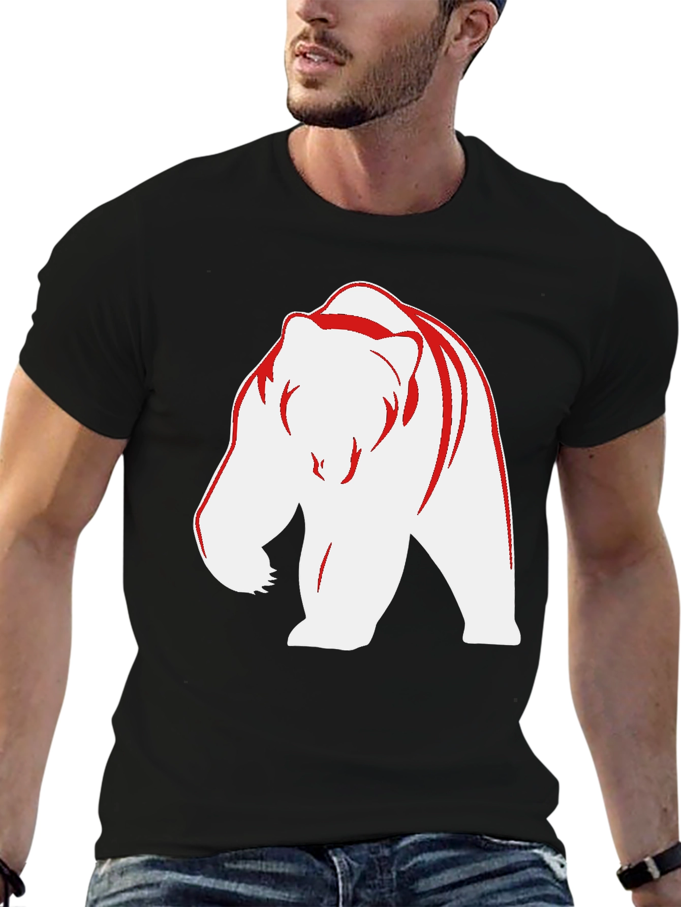 Bear Graphic Tee - Bold Black Casual Wear