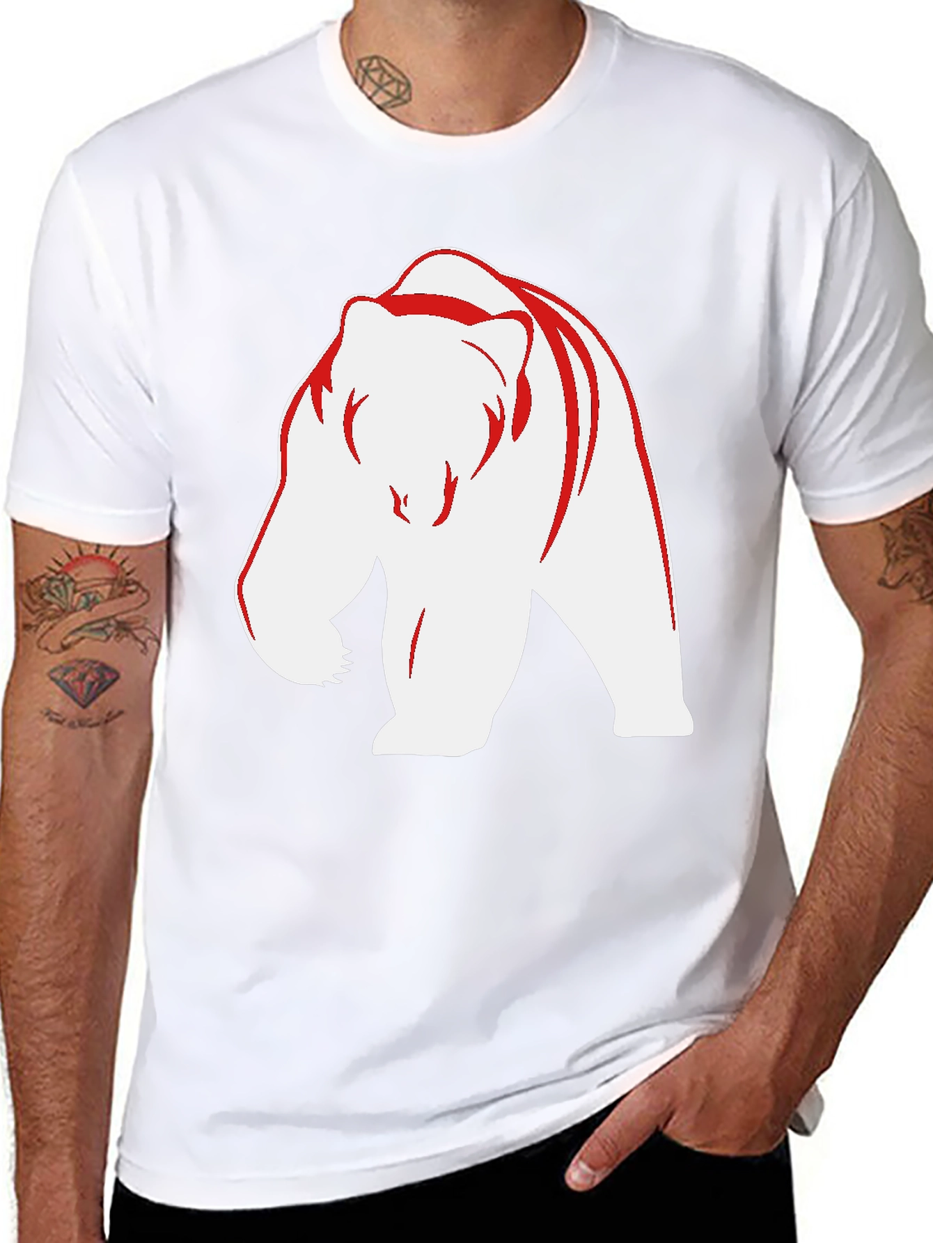Bear Graphic Tee - Bold Black Casual Wear