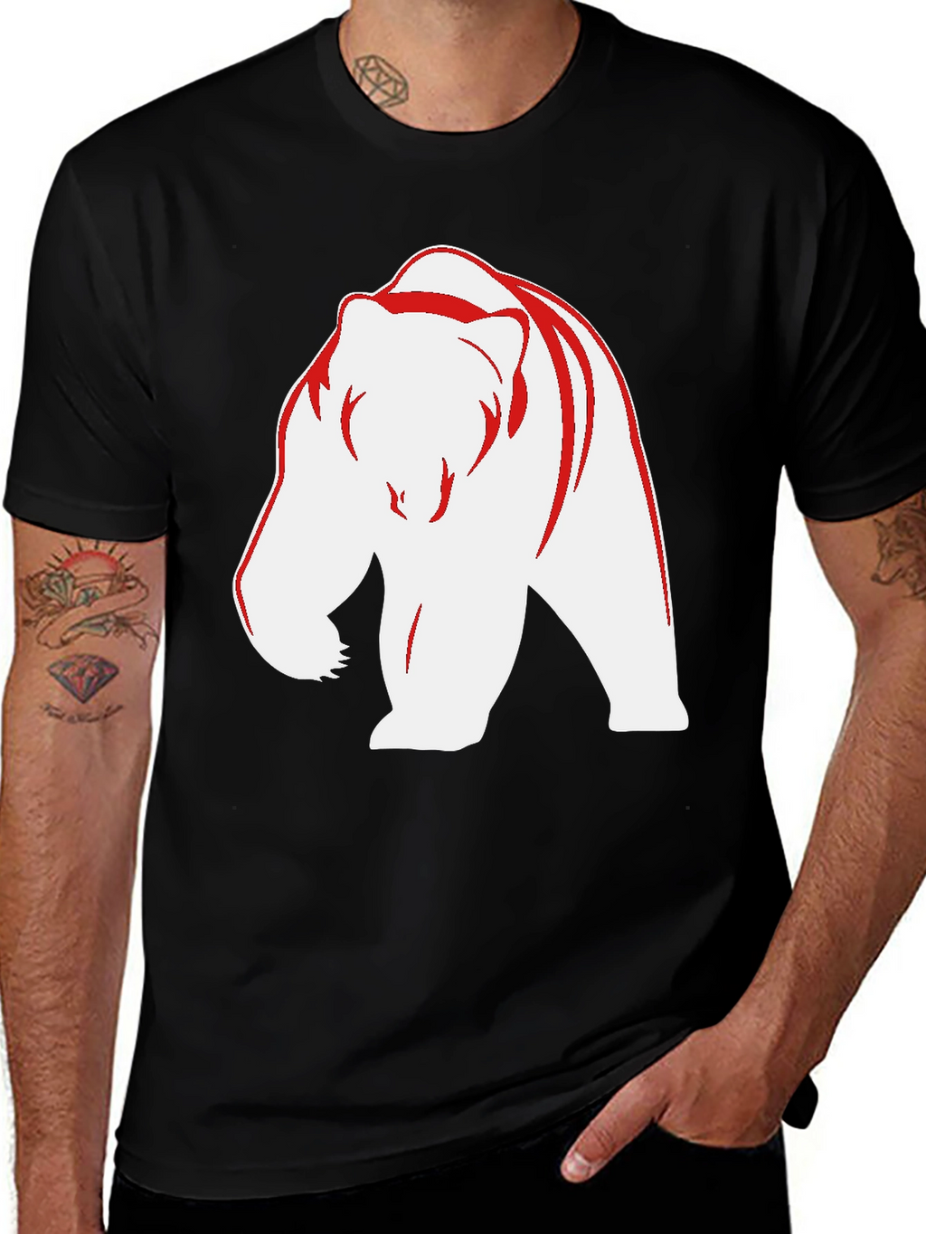 Bear Graphic Tee - Bold Black Casual Wear