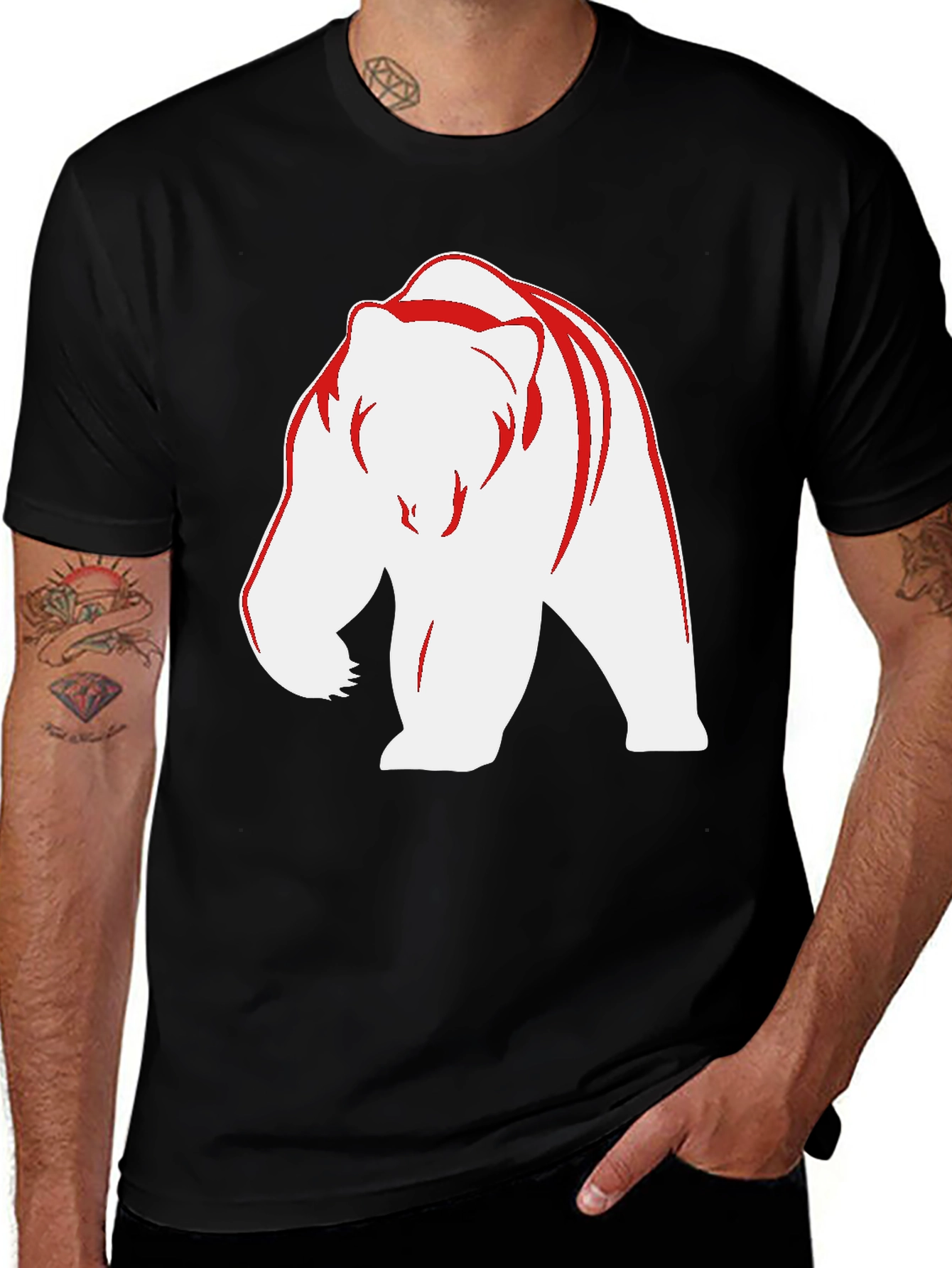 Bear Graphic Tee - Bold Black Casual Wear