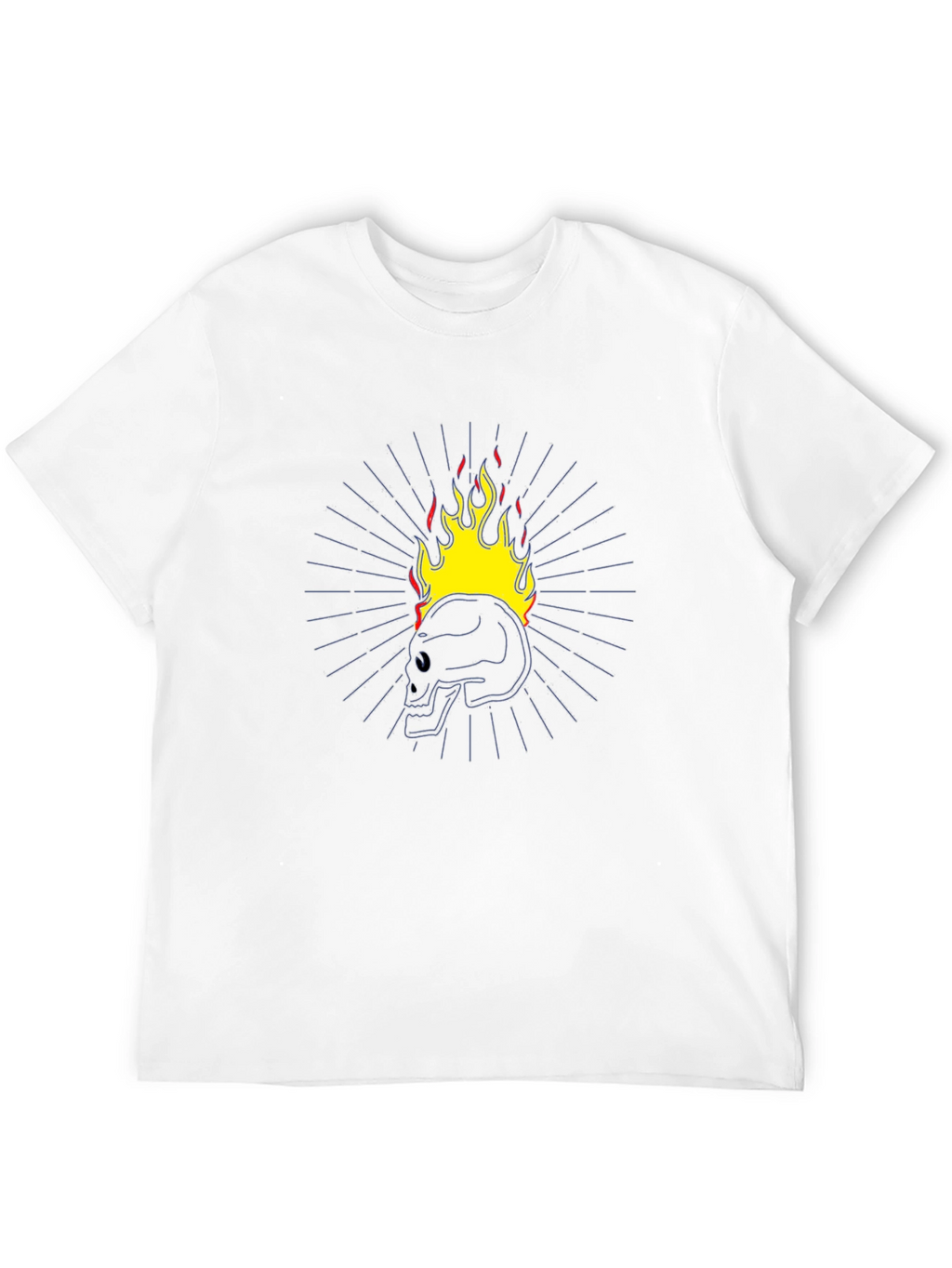 Flaming Skull Graphic T-Shirt - Black