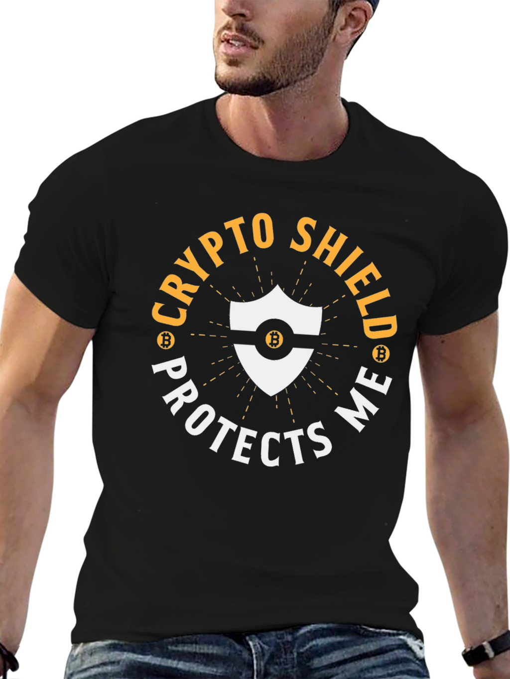 Crypto Shield Protects Me Bitcoin T-Shirt