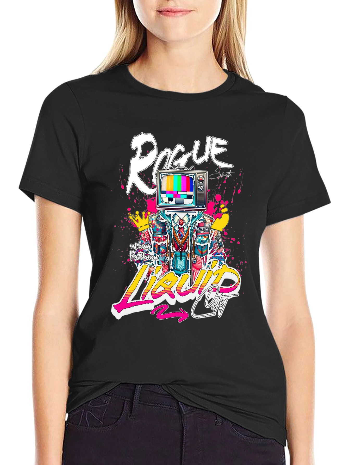 Rogue Liquid City Graphic Print Black T-Shirt