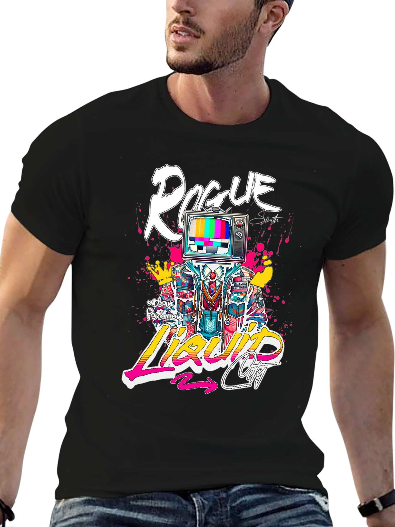 Rogue Liquid City Graphic Print Black T-Shirt