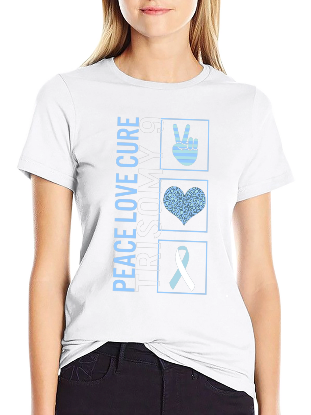 Peace Love Cure Trisomy 9 Awareness T-Shirt