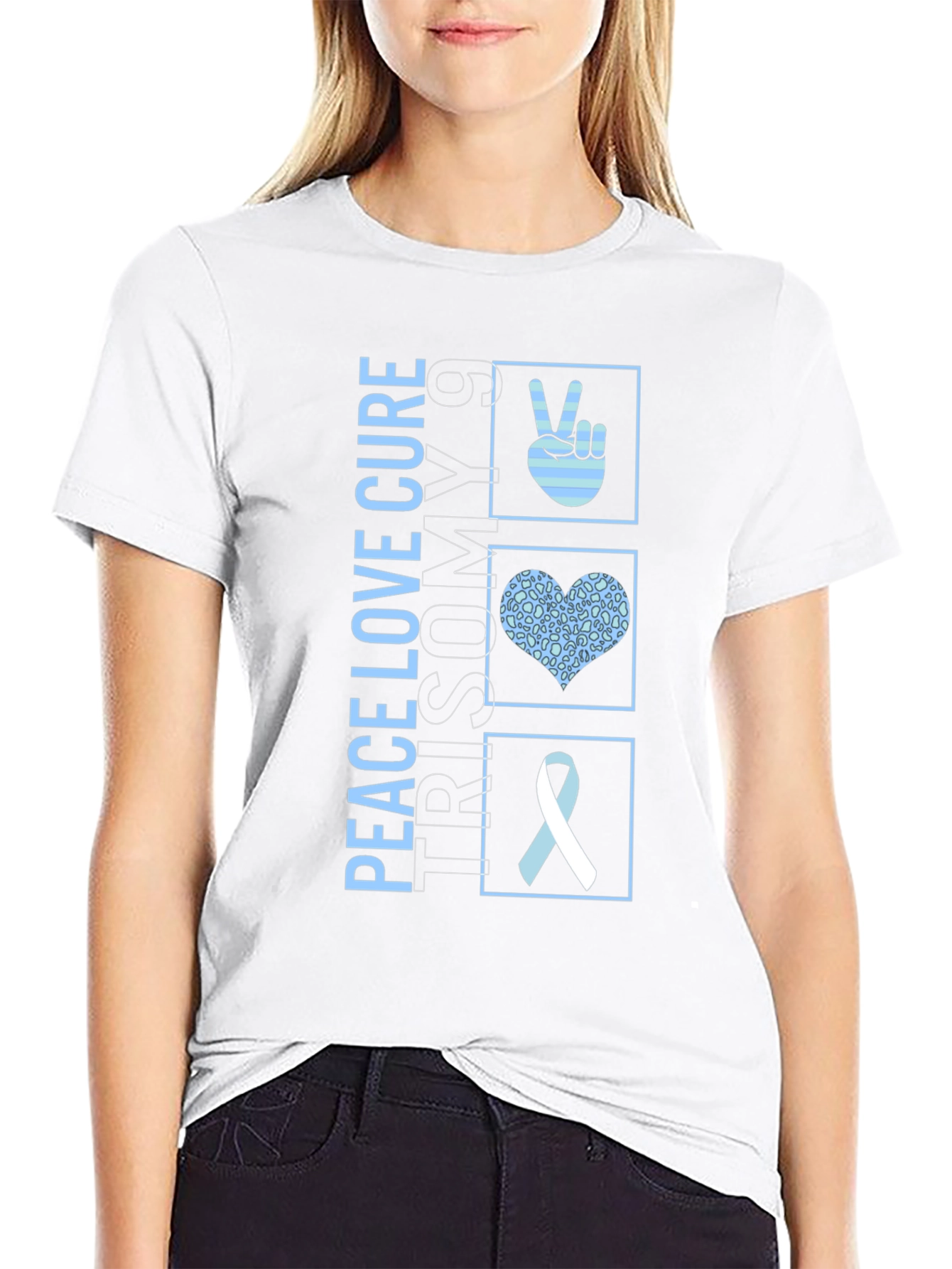 Peace Love Cure Trisomy 9 Awareness T-Shirt